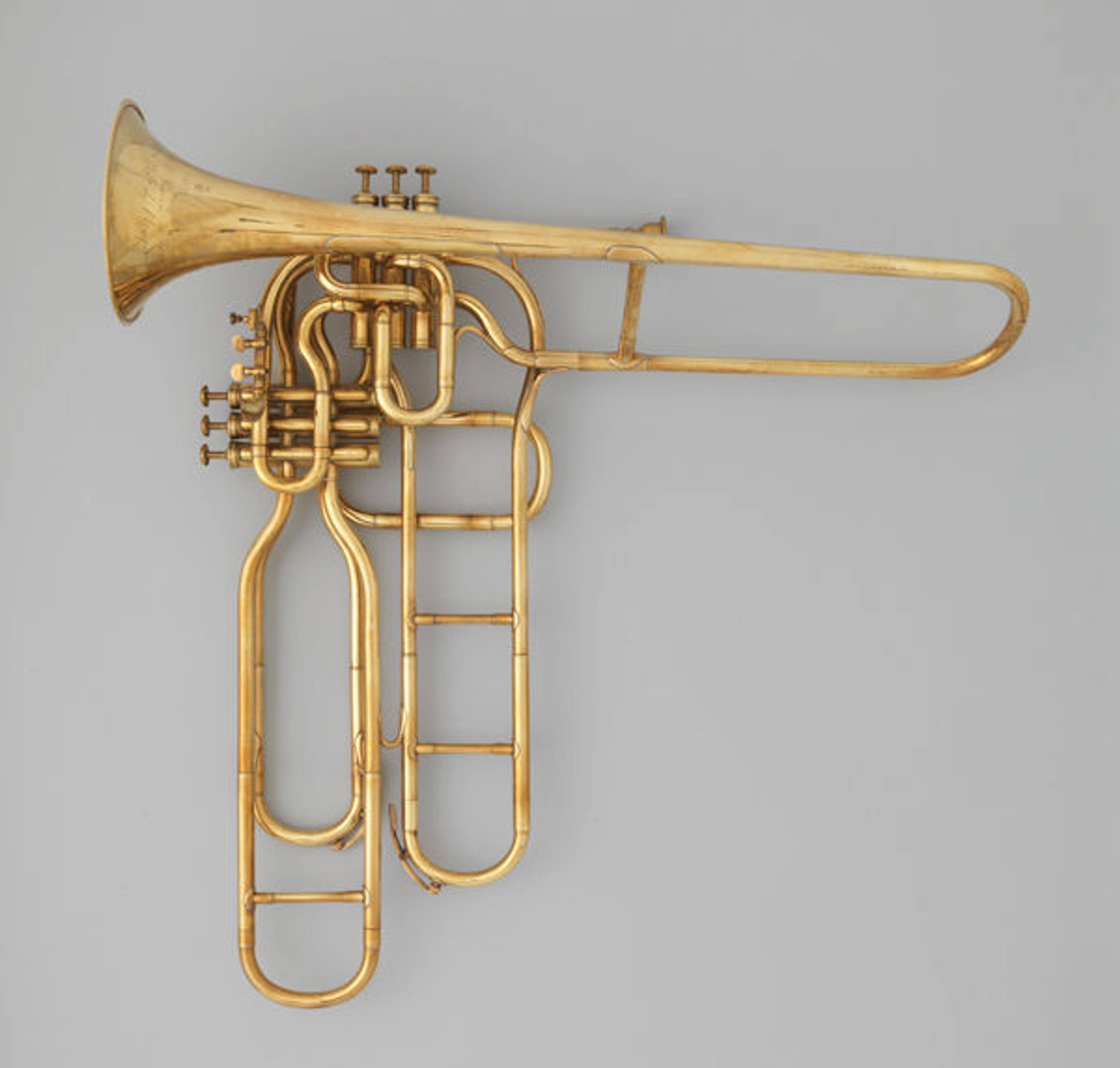 Adolphe (Antoine Joseph) Sax, (Belgian, 1814–1894) | Valve trombone, ca. 1863 | 2014.488a–d