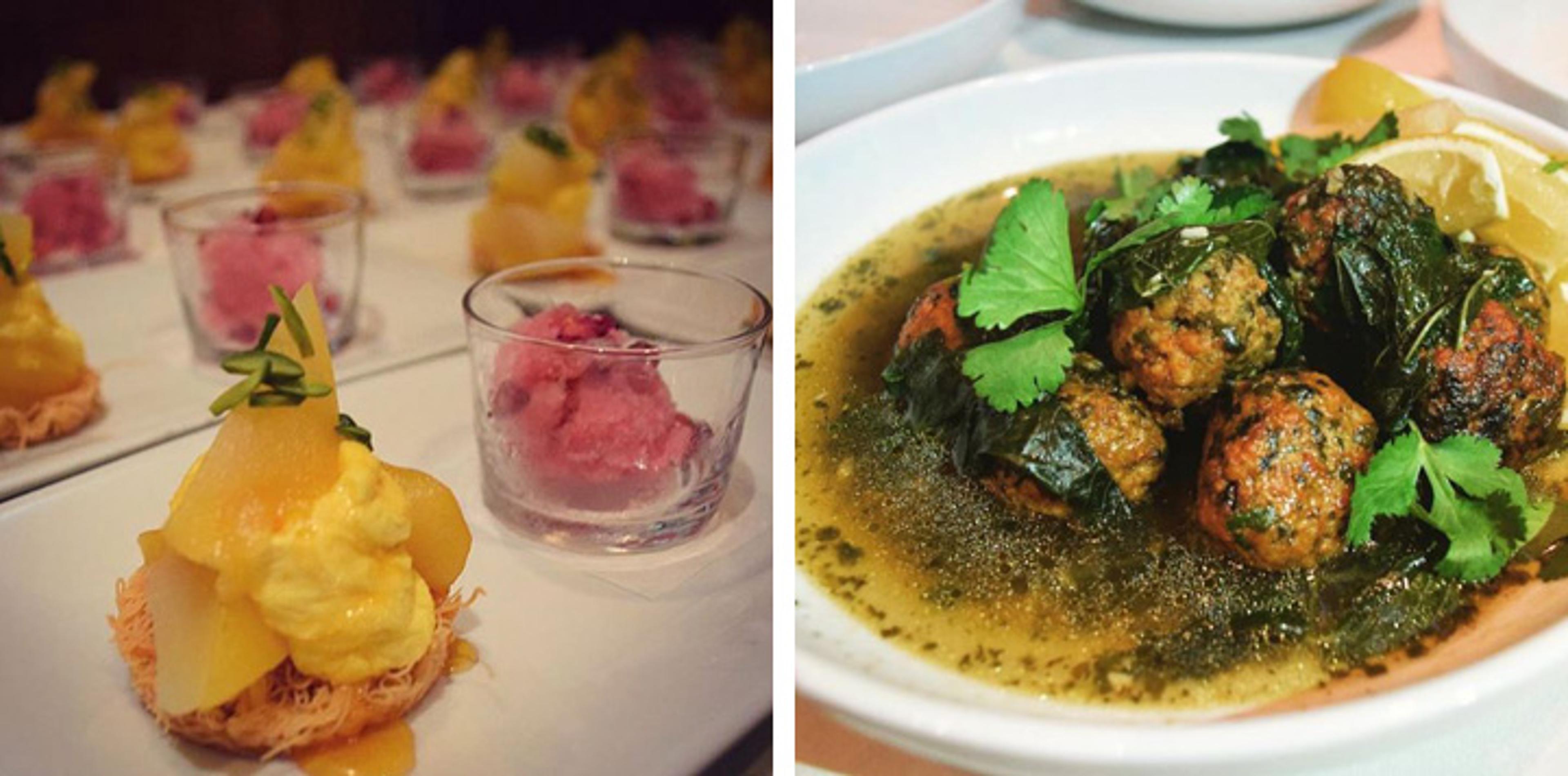 Two dishes served at the MetLiveArts event Feast of Jerusalem