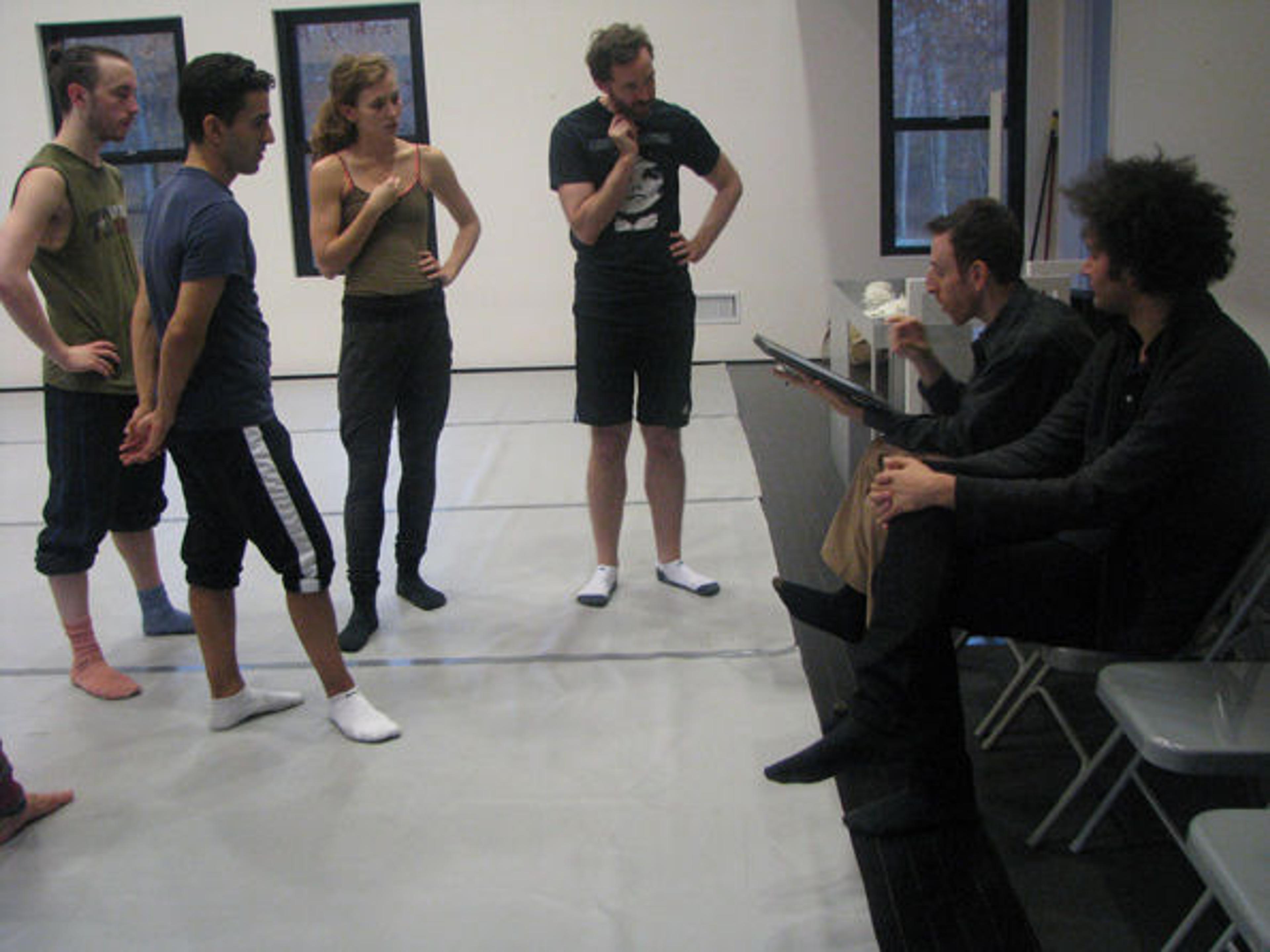 Alan Pierson and composer Tyondai Braxton attend a Dance Heginotham rehearsal for Twinned. Photo courtesy of Met Museum Presents 