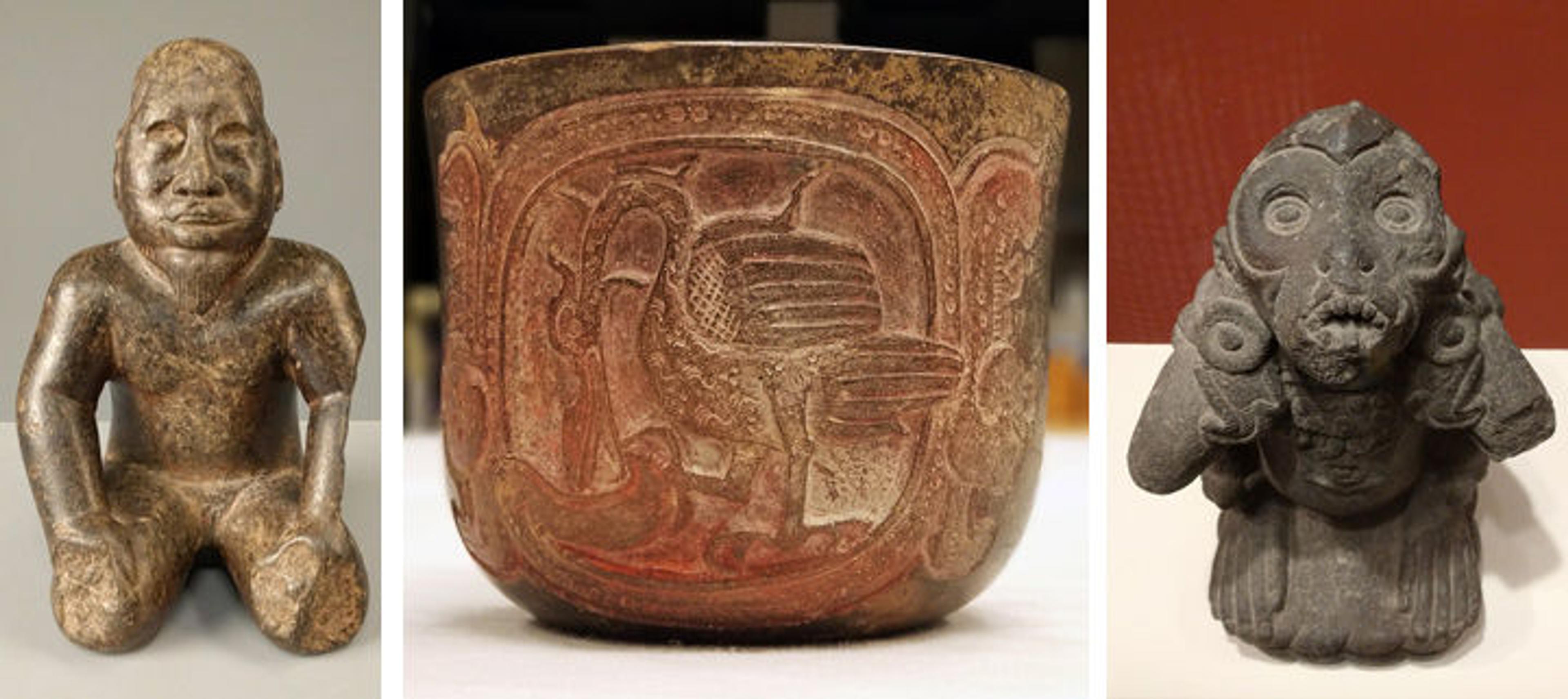 Two figural sculptures and a drinking vessel from The Met's collection of Mexican art