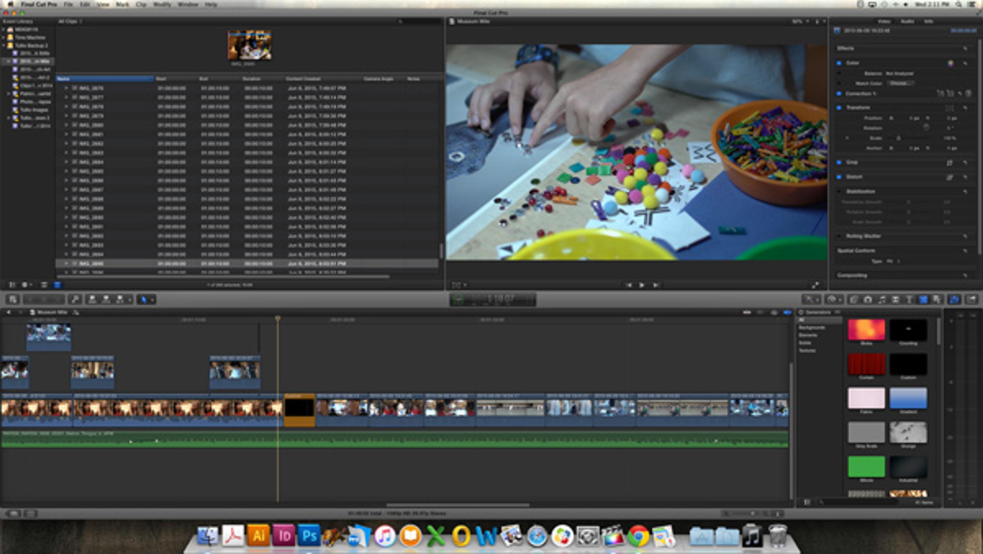 Screenshot of video editing