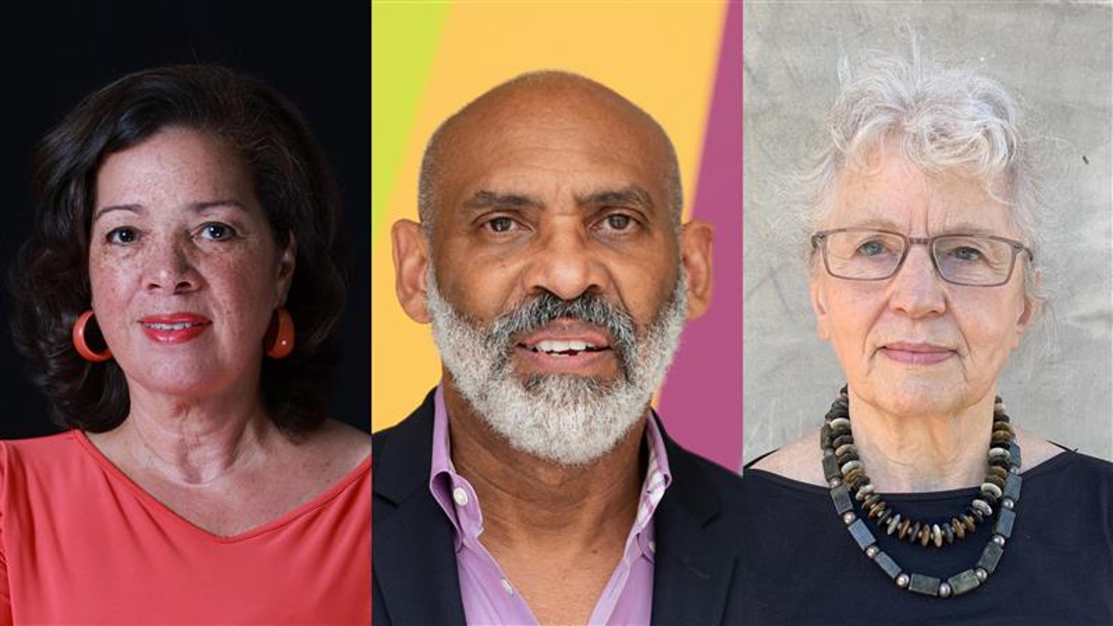 Headshots of distinguished scholars Adrienne Childs, Richard J. Powell, and Elizabeth Cowling