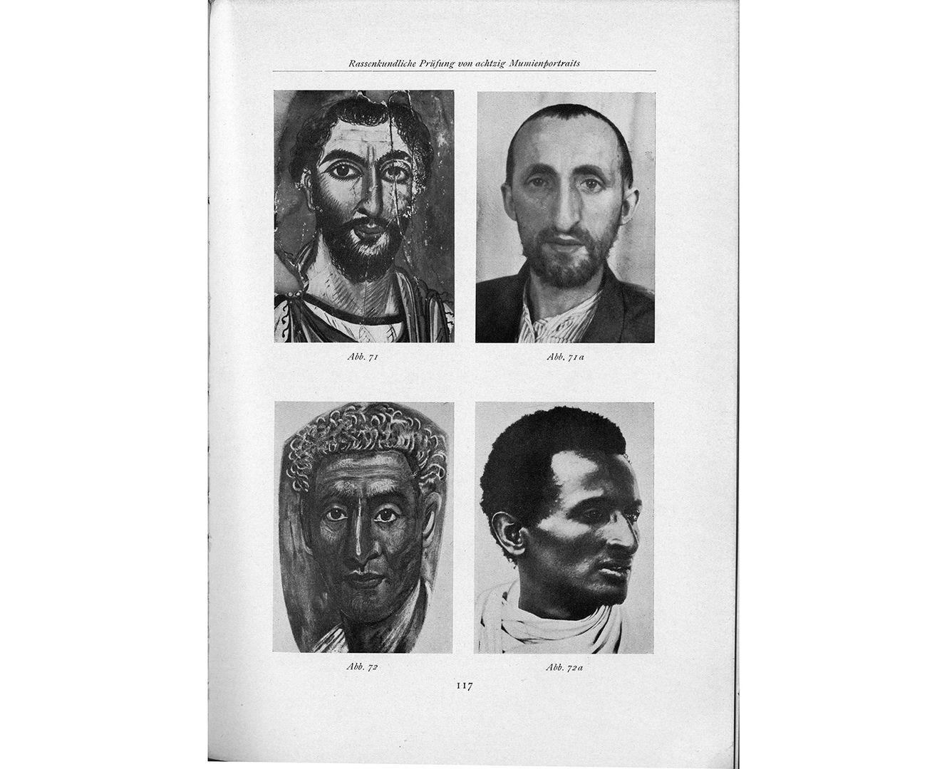 Plate from a book, in black and white, showing the heads and shoulders of four individual men.
