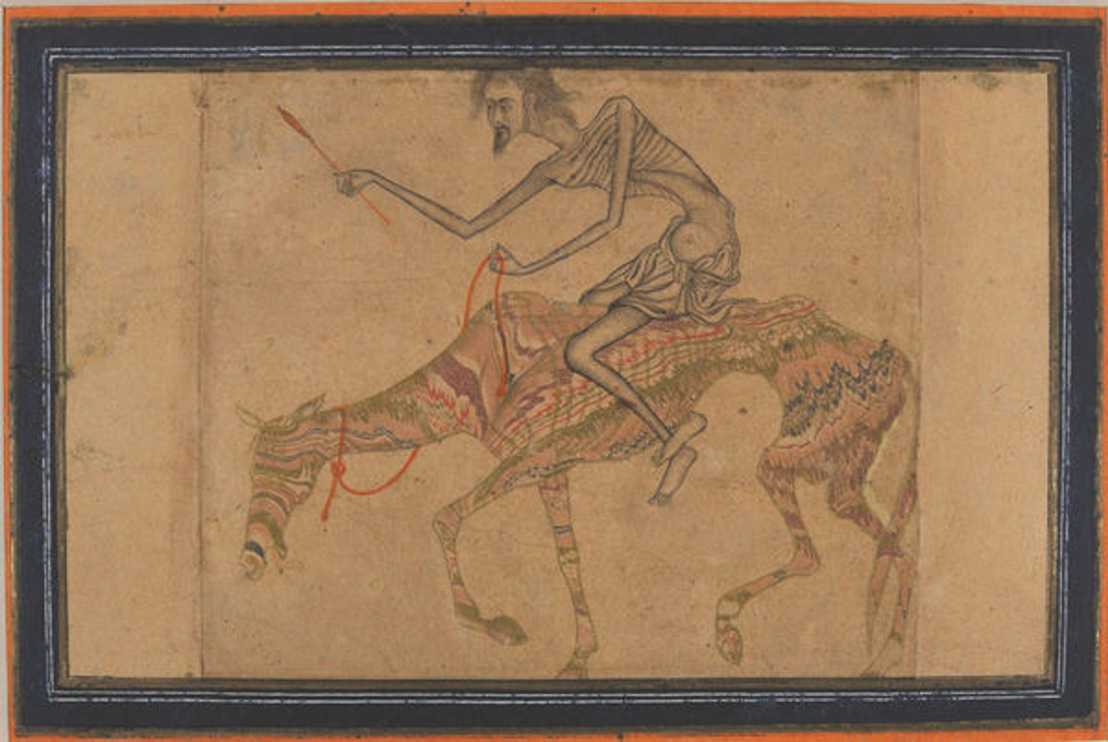 Emaciated Horse and Rider, ca. 1625. India, Deccan, Bijapur. Islamic. Ink, opaque watercolor, and gold on paper; marbelized paper. The Metropolitan Museum of Art, New York, Rogers Fund, 1944 (44.154)