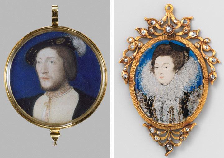 Left: Fig. 1. Jean Clouet (French, 1516–1540/41). Charles de Cossé, Count of Brissac, ca. 1535. Vellum; diameter 1 1/2 in. (37 mm). The Metropolitan Museum of Art, New York, Fletcher Fund, 1935 (35.89.1). Right: Fig. 2. Nicholas Hilliard (British, ca. 1547–1619). Portrait of a Woman, 1597. Vellum; oval, 1 7/8 x 1 1/2 in. (47 x 39 mm). The Metropolitan Museum of Art, New York, Fletcher Fund, 1935 (35.89.2)