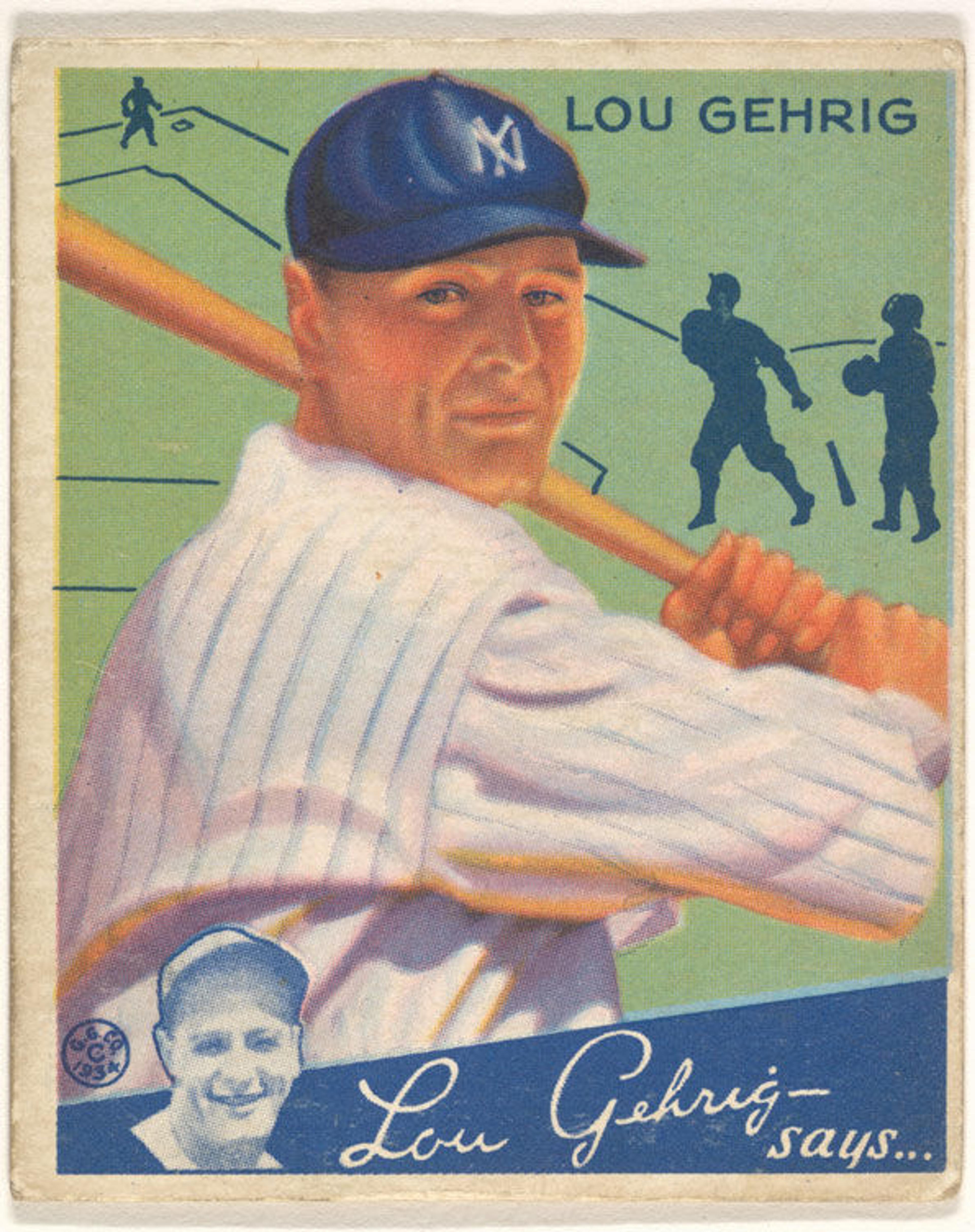Goudey Gum Company (American, Boston, Massachusetts) | Lou Gehrig, New York Yankees, from the Big League Chewing Gum series (R320) for the Goudey Gum Company | Burdick 325, R320.61