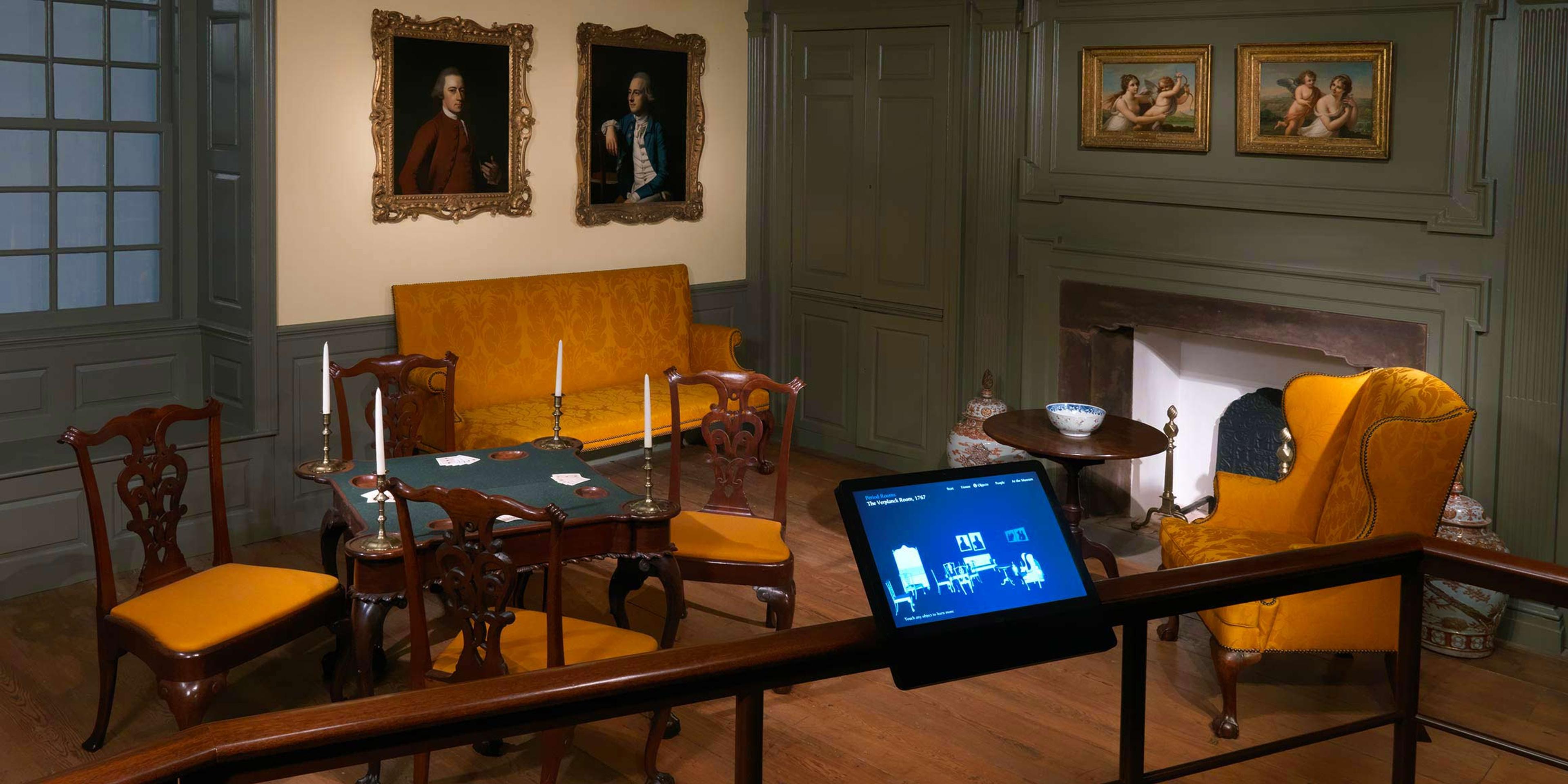 View of the Verplanck Room with an interactive screen visible in the foreground