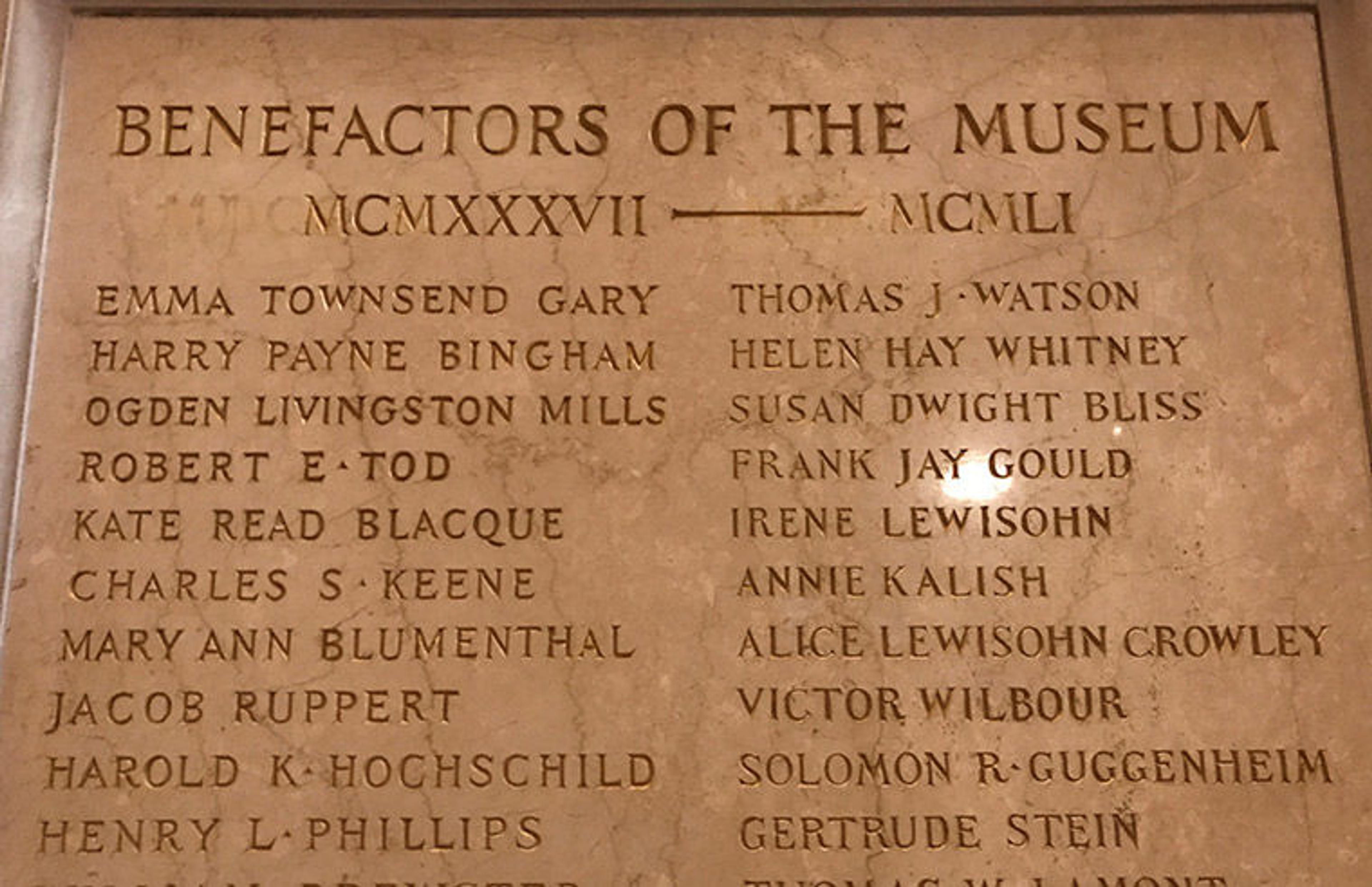 List of benefactors of the museum