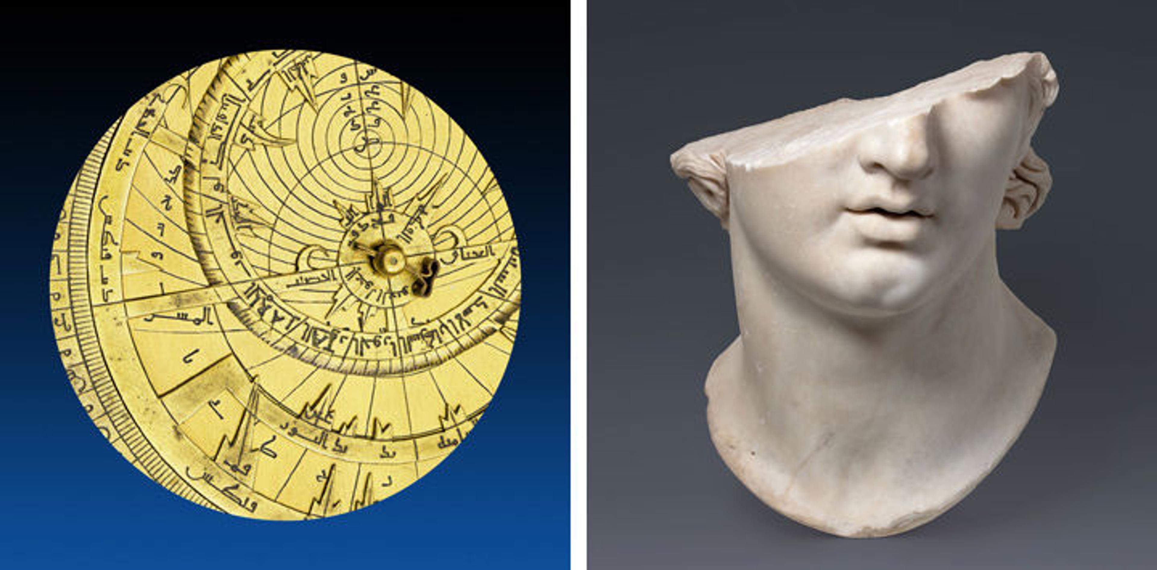 Signature exhibition images for "Court and Cosmos: The Great Age of the Seljuqs" (left) and "Pergamon and the Hellenistic Kingdoms of the Ancient World" (right)