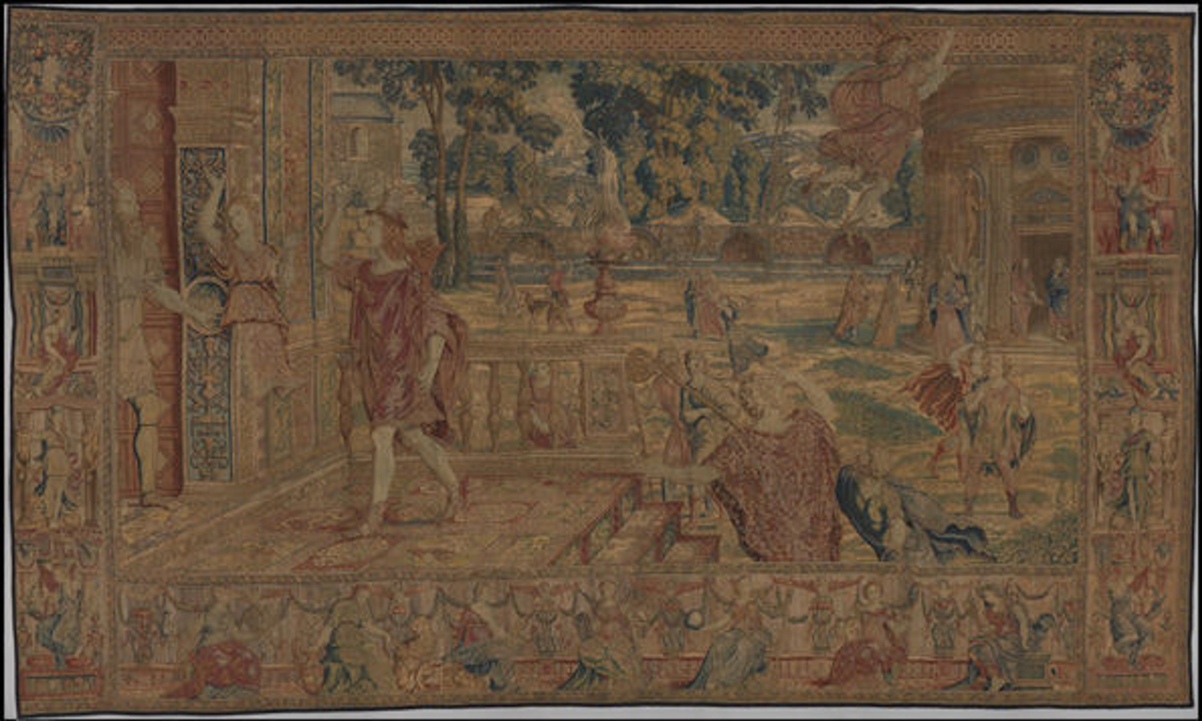 Aglauros Changed to Stone by Mercury, from a set of eight tapestries depicting the Story of Mercury and Herse