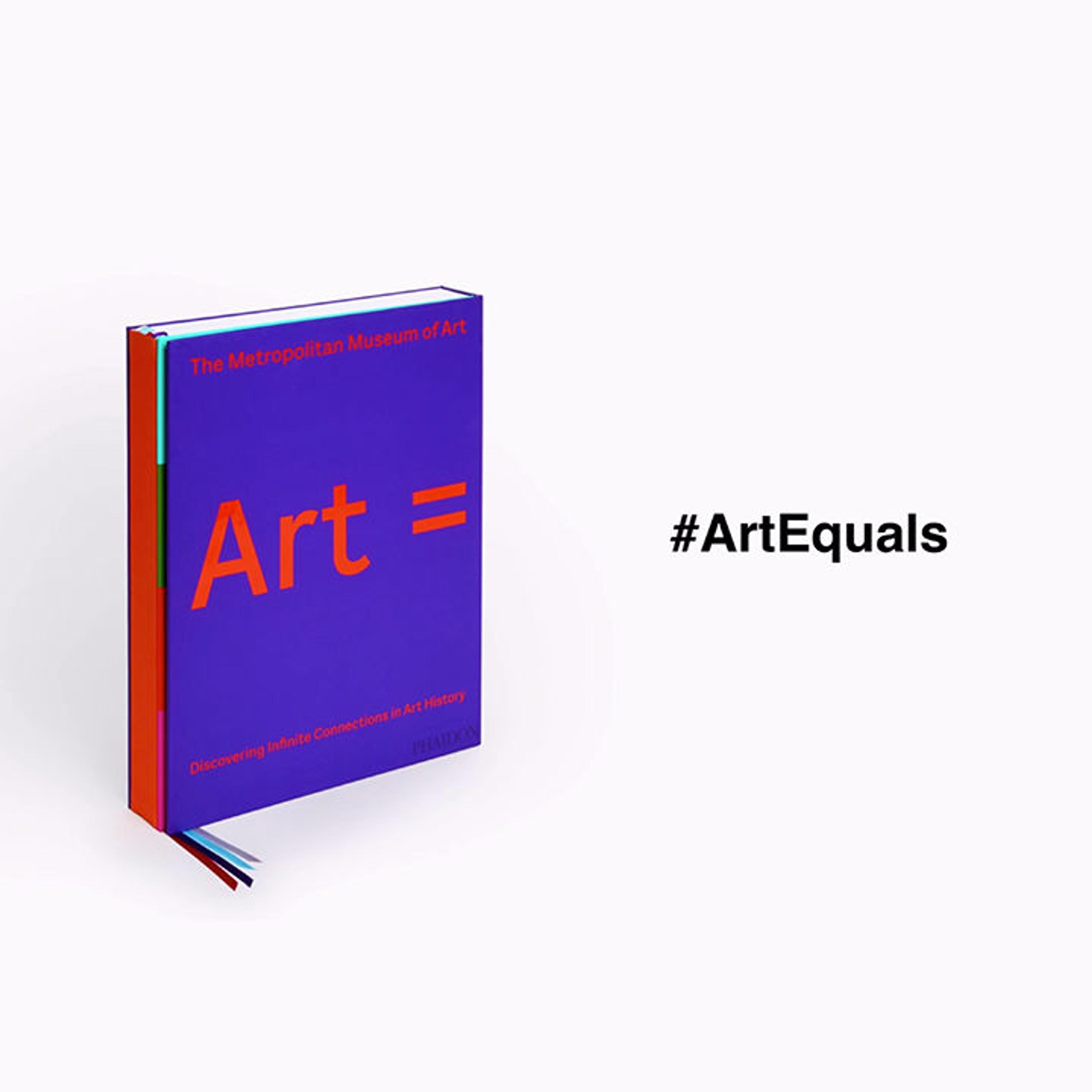 Slanted view of an indigo-covered book and a red spine titled: "Art="