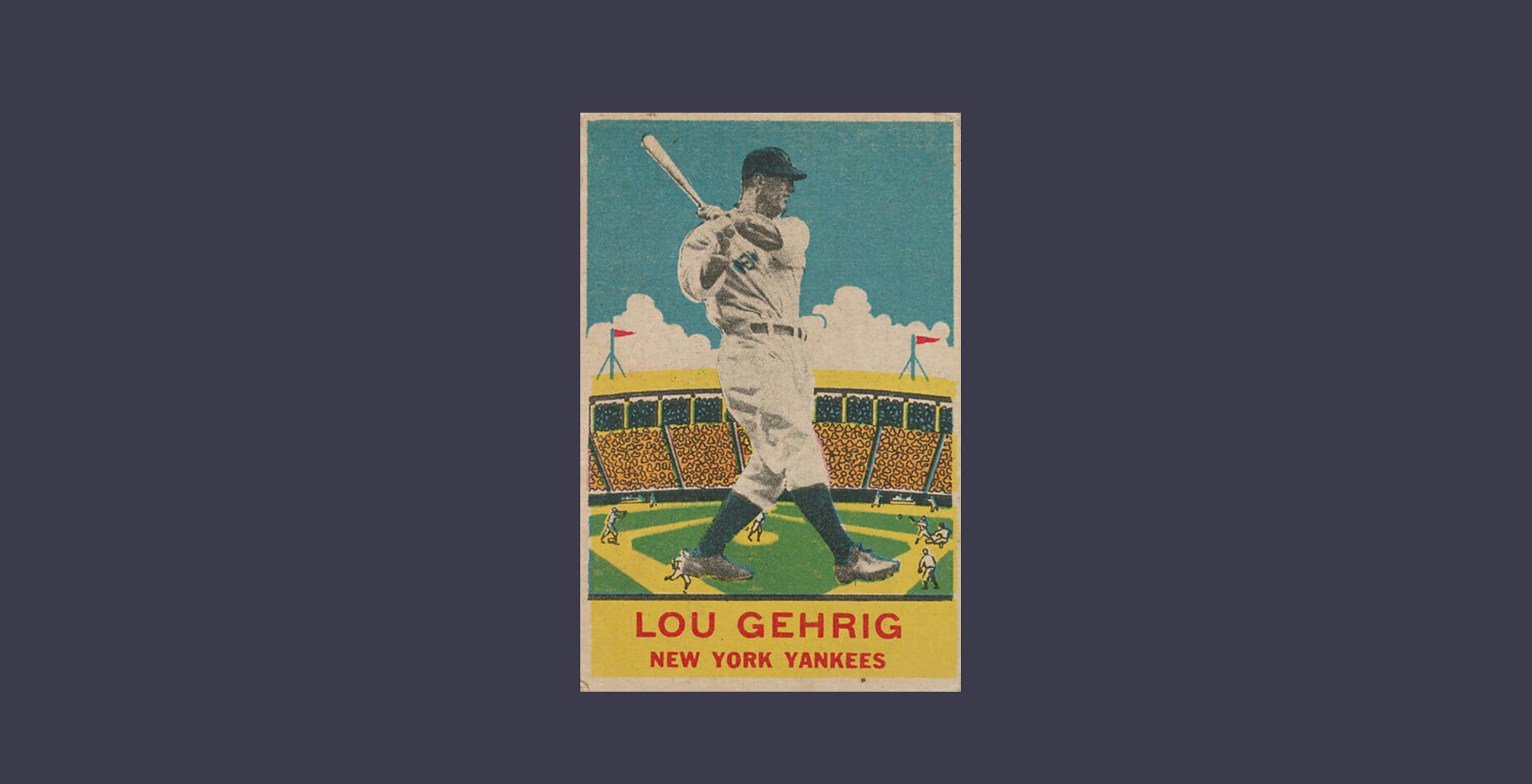 Card featuring a man holding a baseball bat
