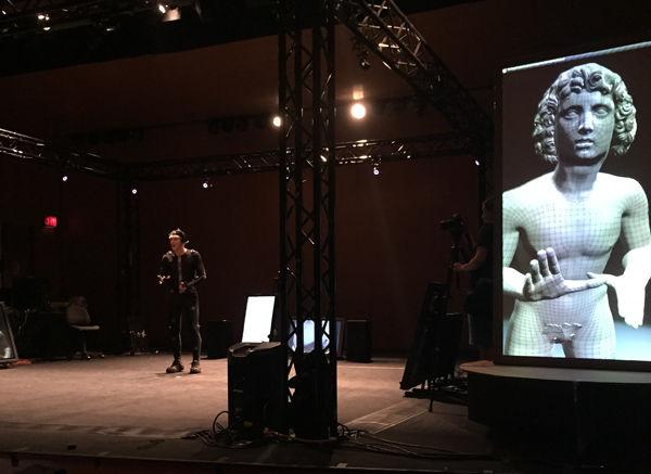 The live performer portraying "Adam" during rehearsal for The Return.