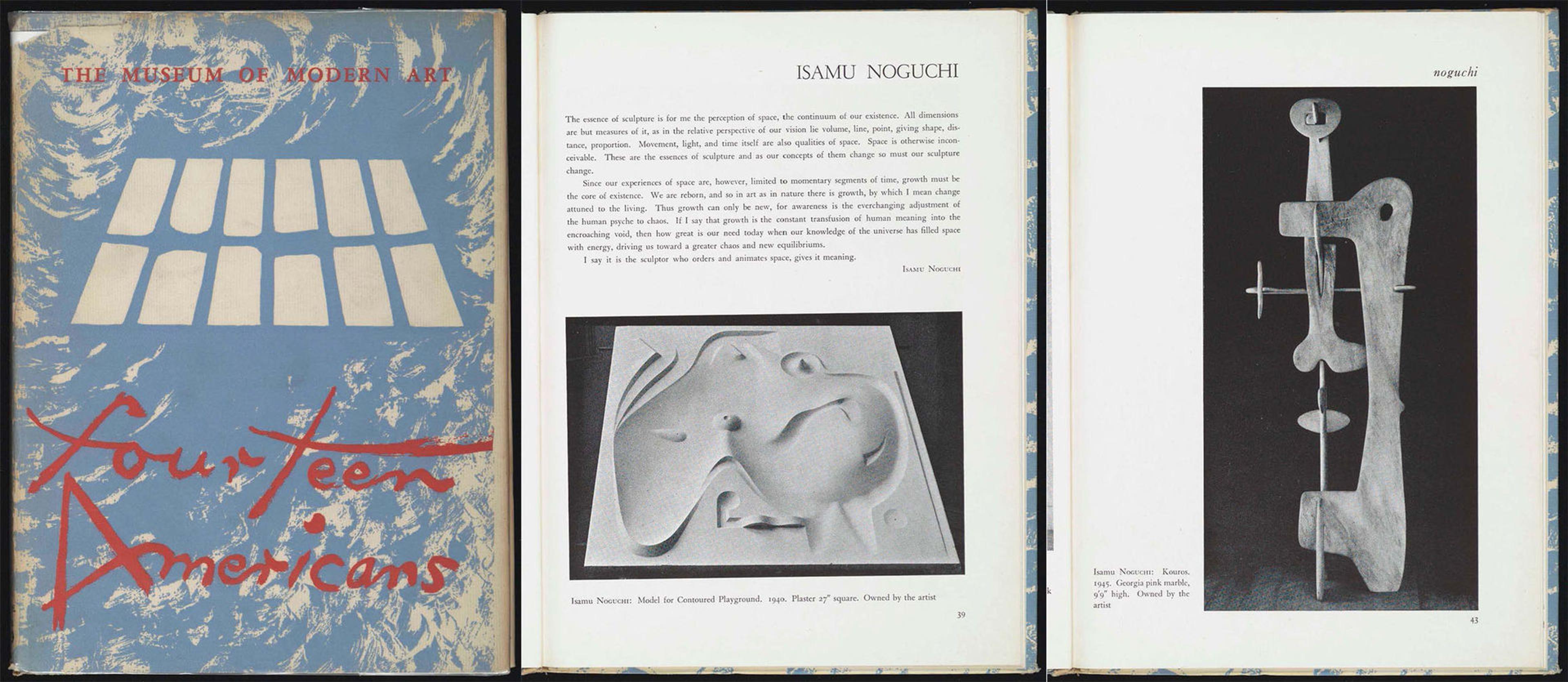Pages from the exhibition catalogue for 14 Americans, which featured Noguchi's Kouros