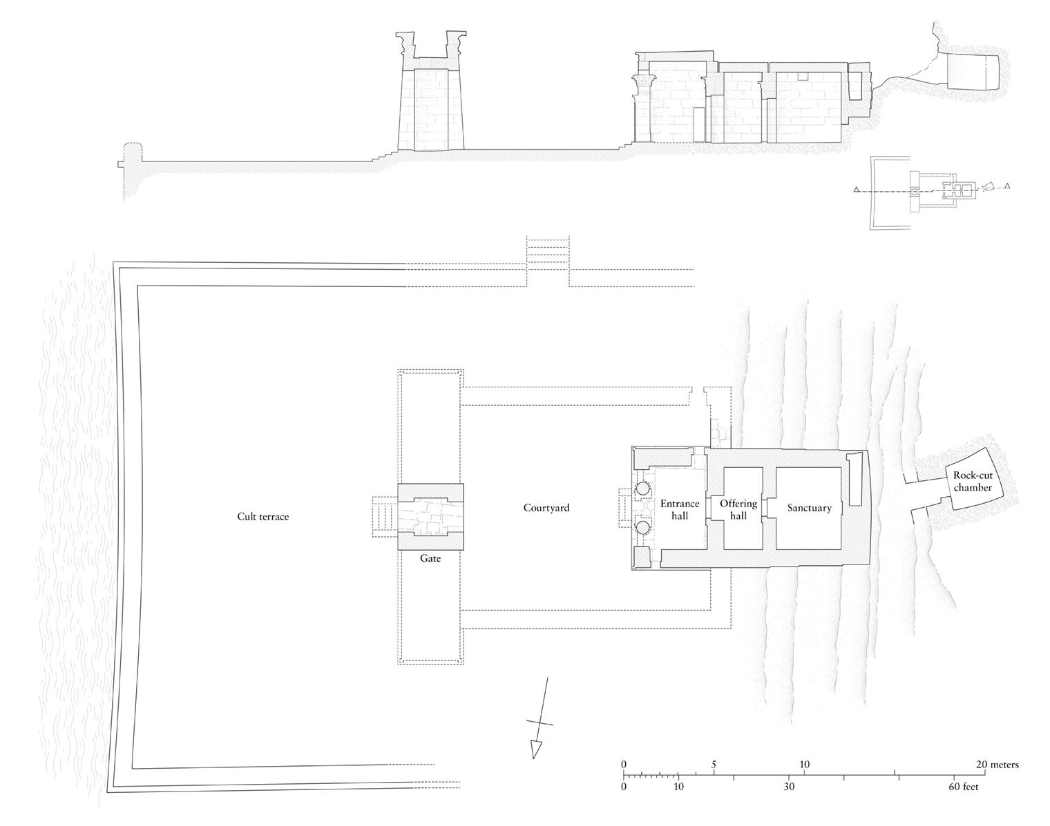 Plan and section of the Temple of Dendur
