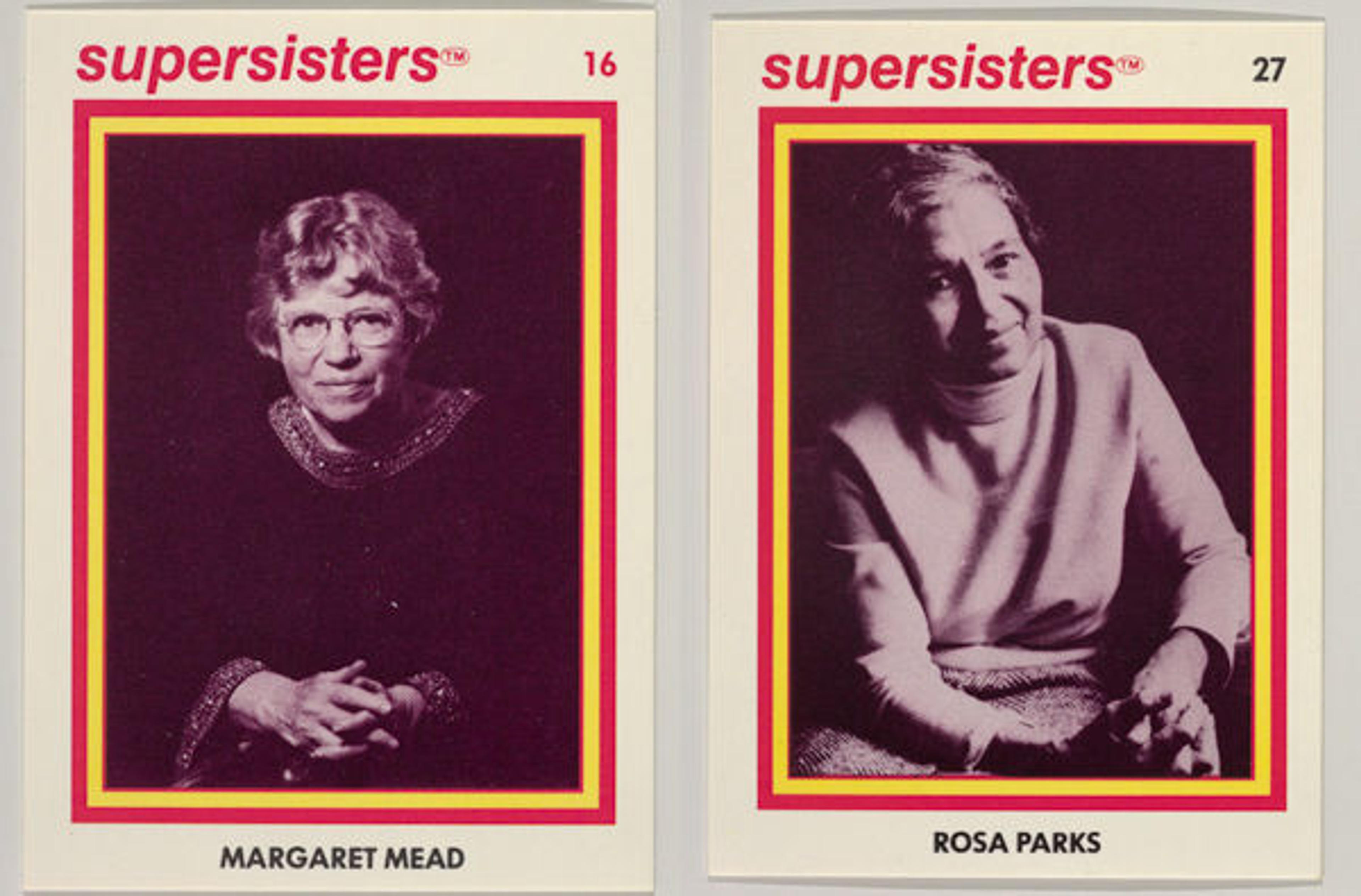 Left: Margaret Mead, Supersisters No. 16; Right: Rosa Parks, Supersisters No. 27