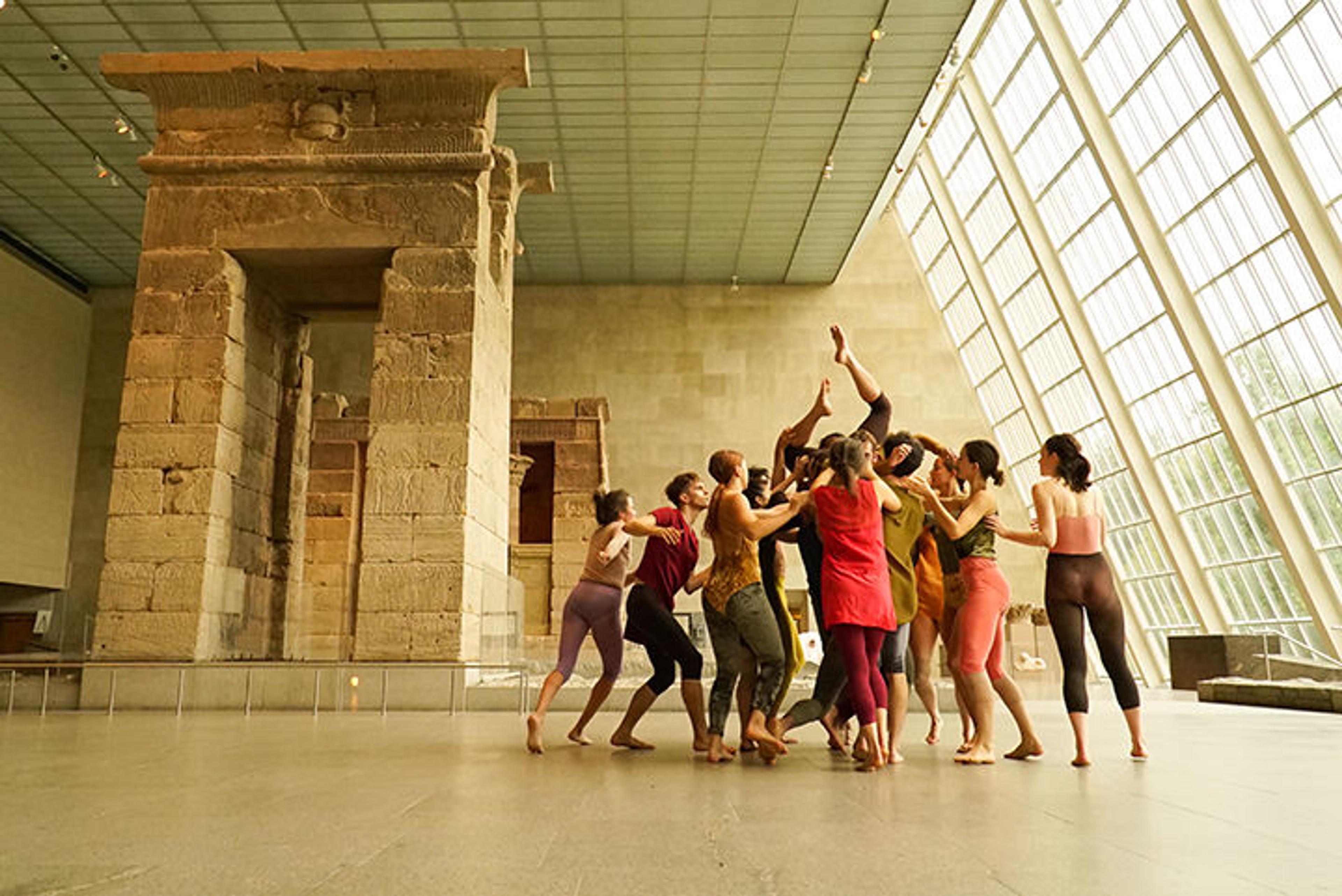 Andrea Miller performs Stone Skipping near the Temple of Dendur