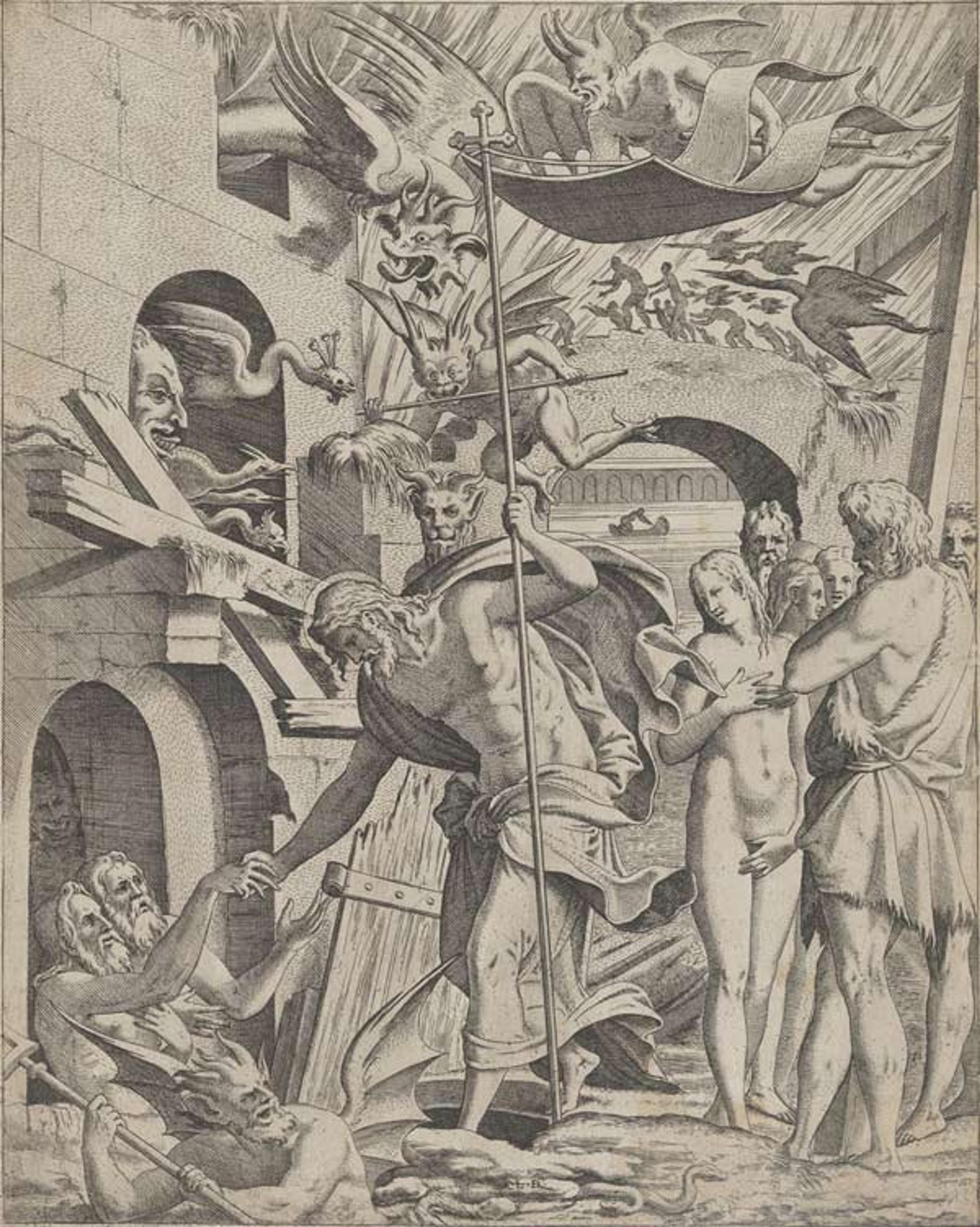 Léon Davent (French, active 1540-56), after Luca Penni (Italian, 1500/1504-1557), Christ in Limbo