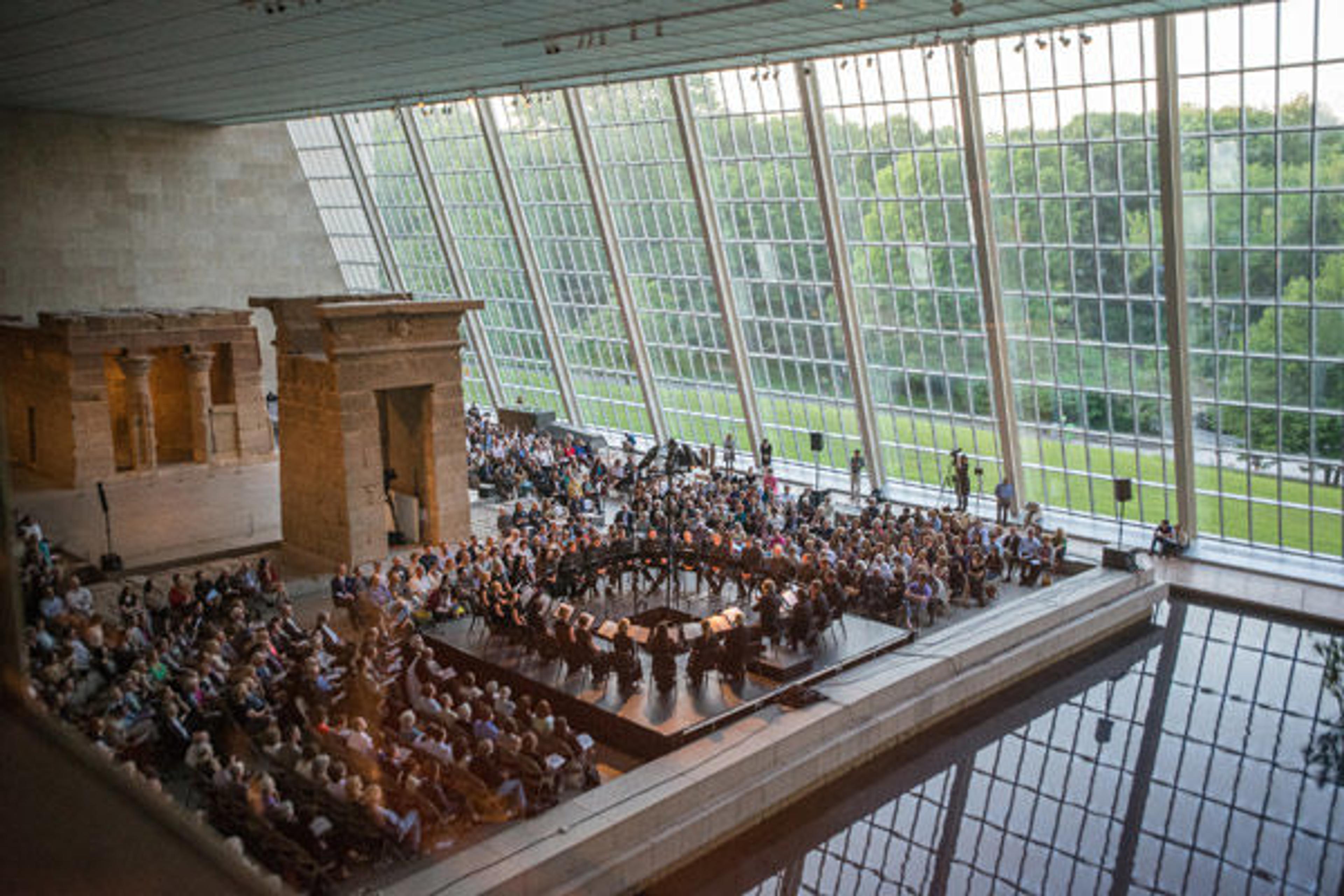 The Estonian Philharmonic Chamber Choir performs Pärt's Kanon Pokajanen in The Temple of Dendur, April 2014. Photo by Stephanie Berger