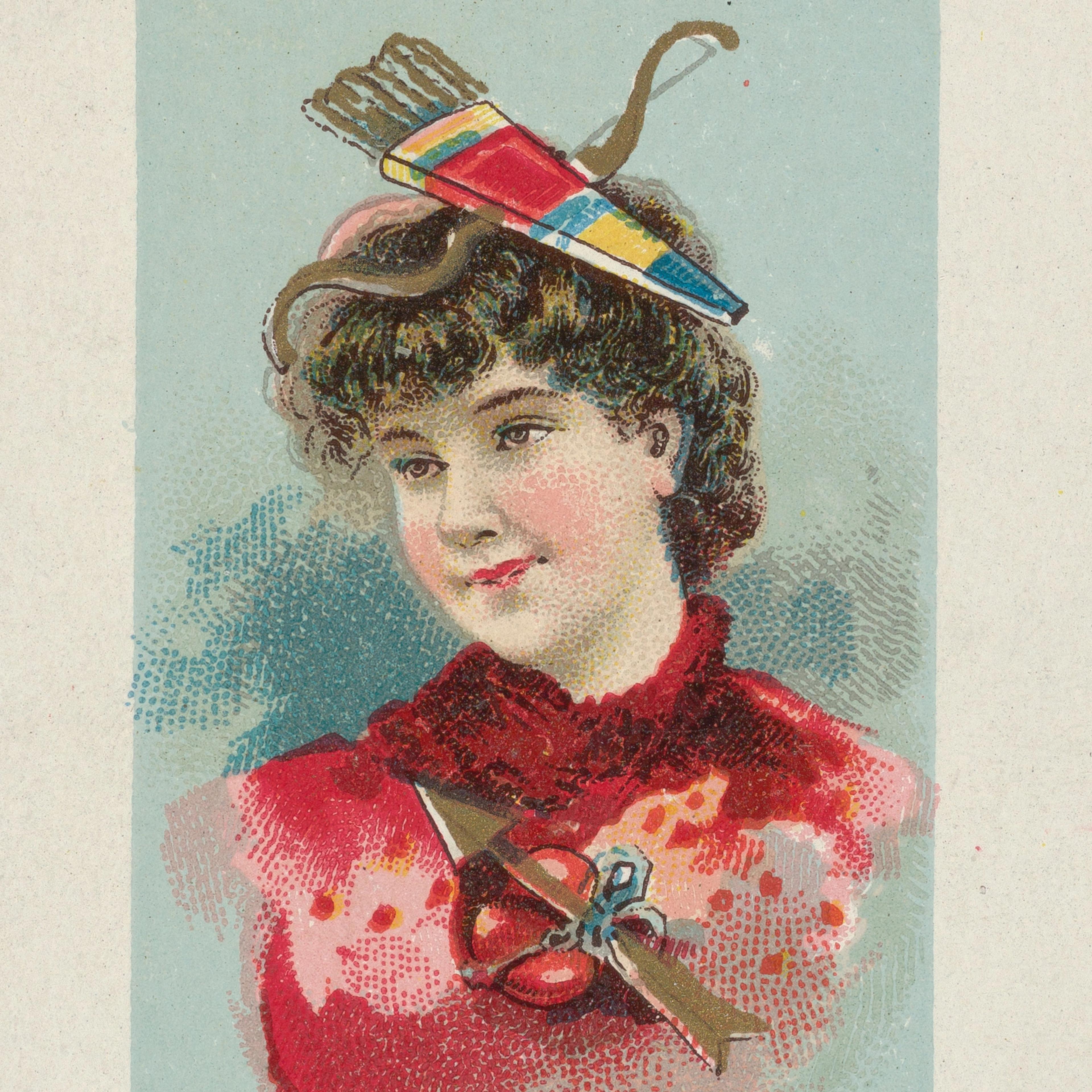 Card showing Daisy Murdock in a whimsical hat with a bow, and an arrow and heart at her chest