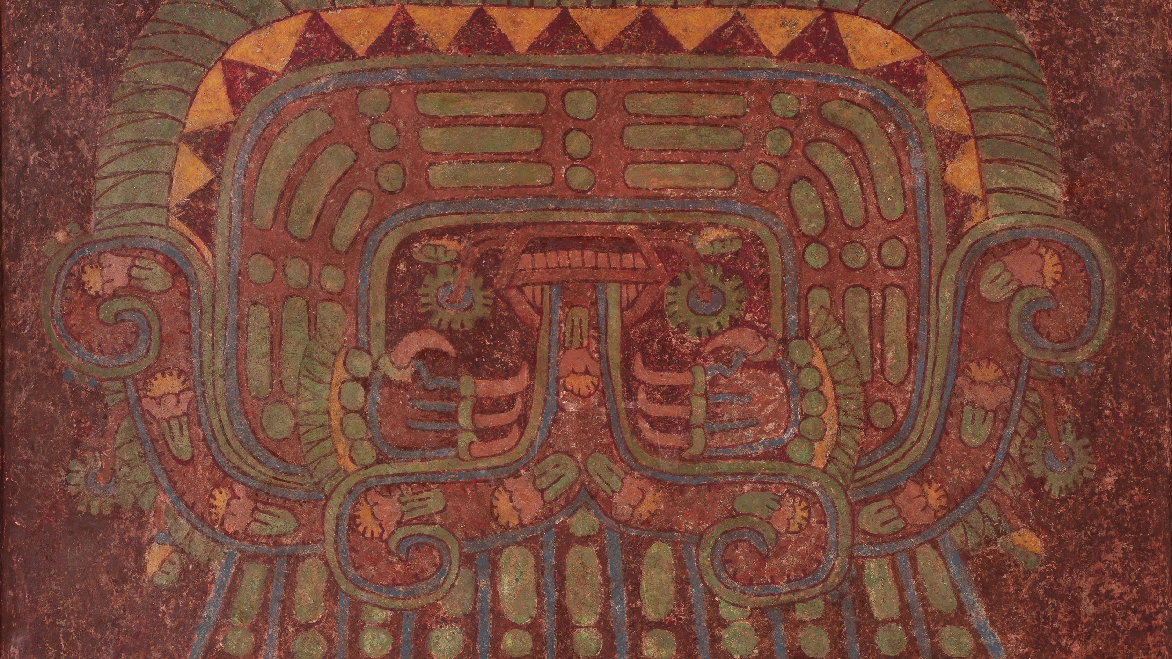 Wall Painting, Earthen aggregate, lime plaster, pigments, Teotihuacan