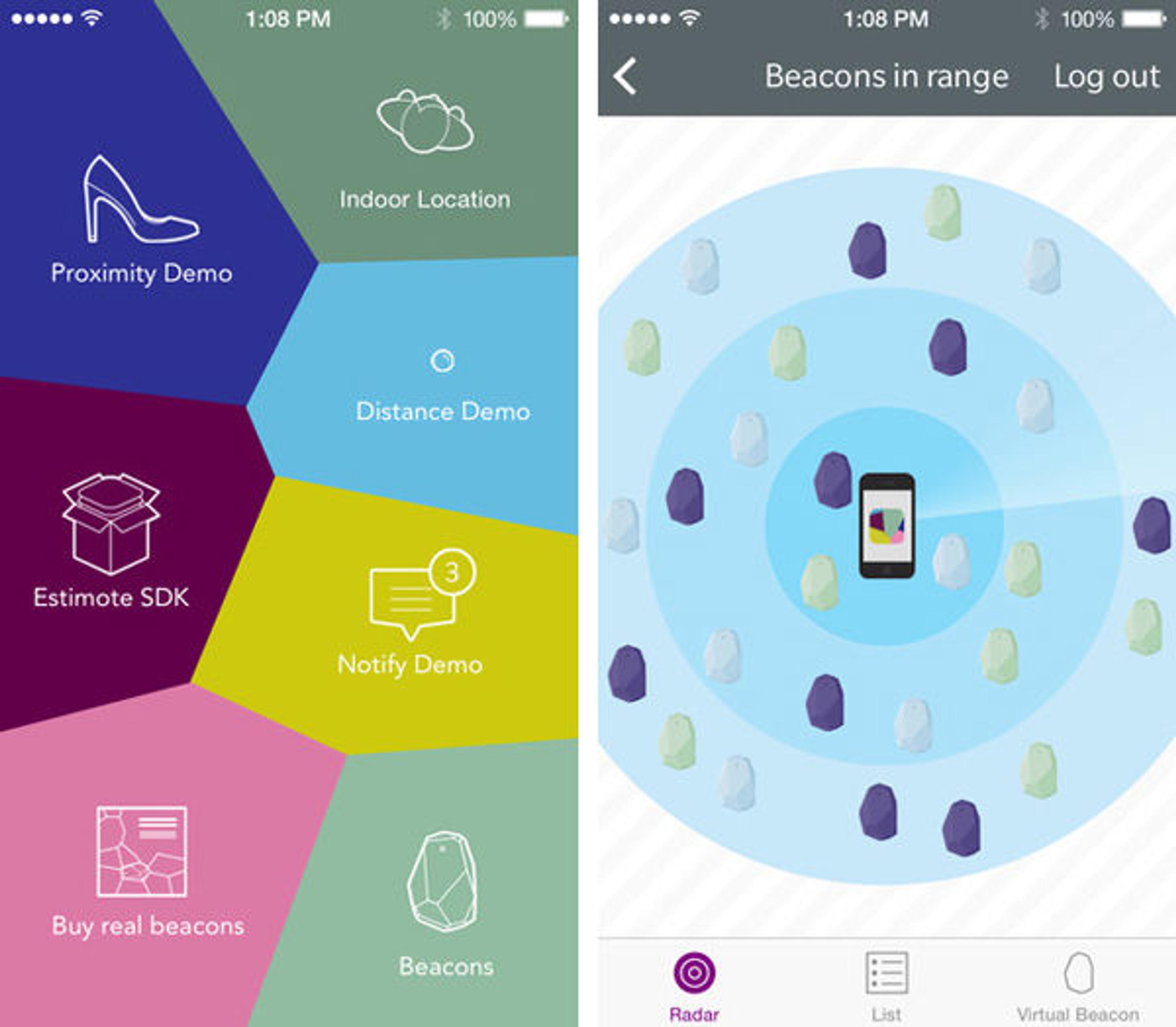 Fig. 3. Estimote beacon calibrations. Images courtesy of the Estimote app