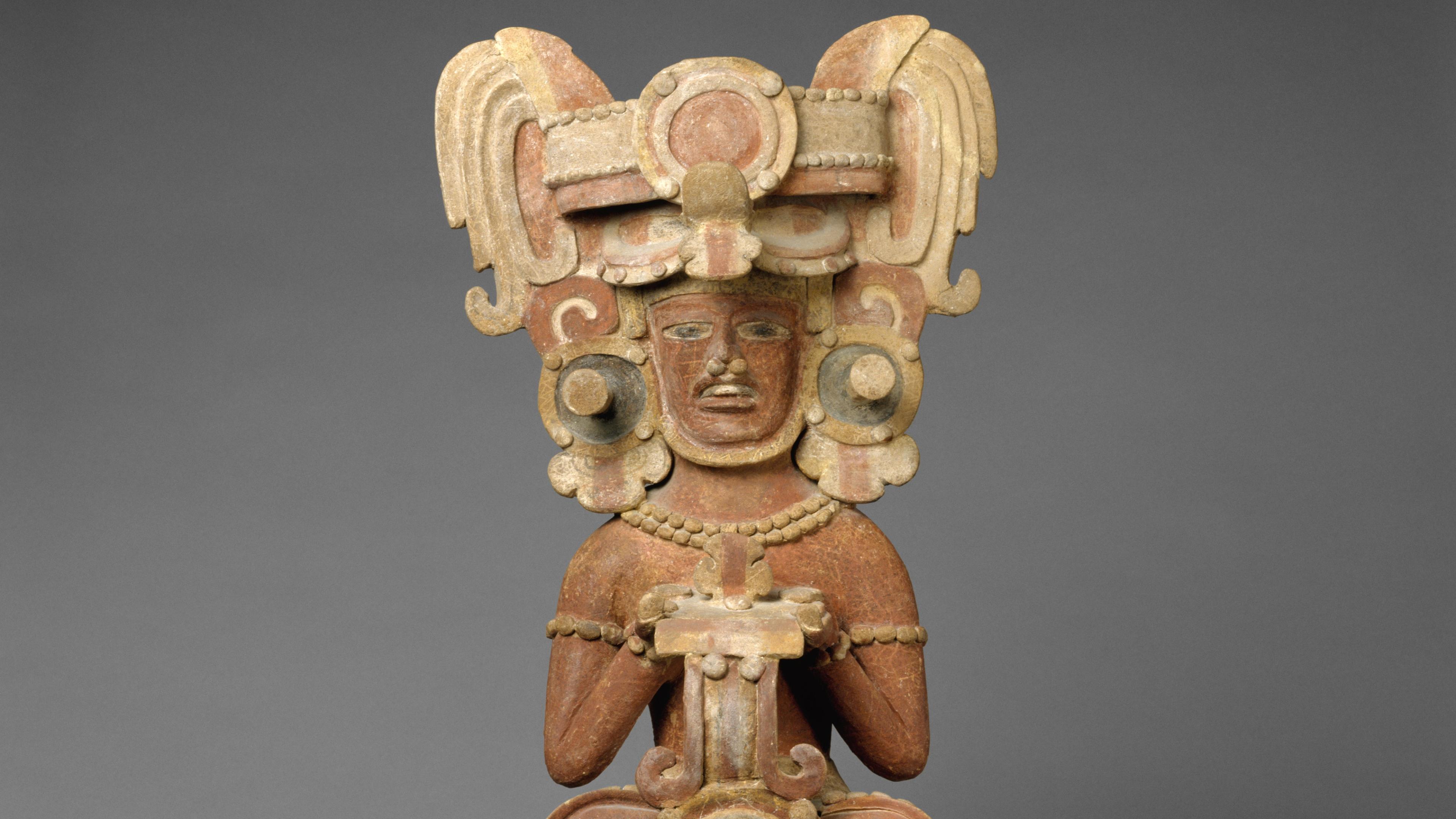Censer with seated king, Maya artist(s), Ceramic, slip, Maya