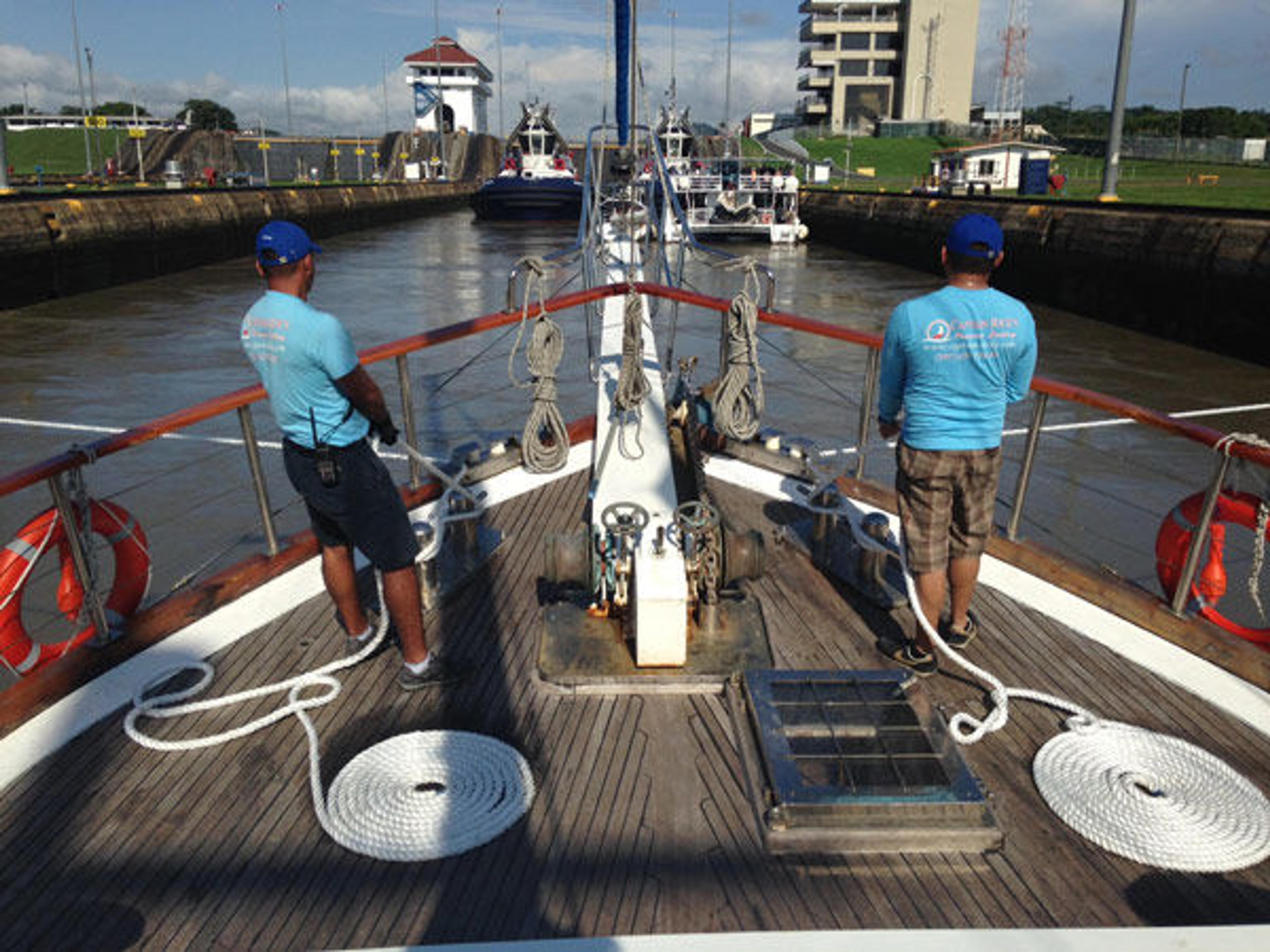 Crossing the Panama Canal on our sail boat