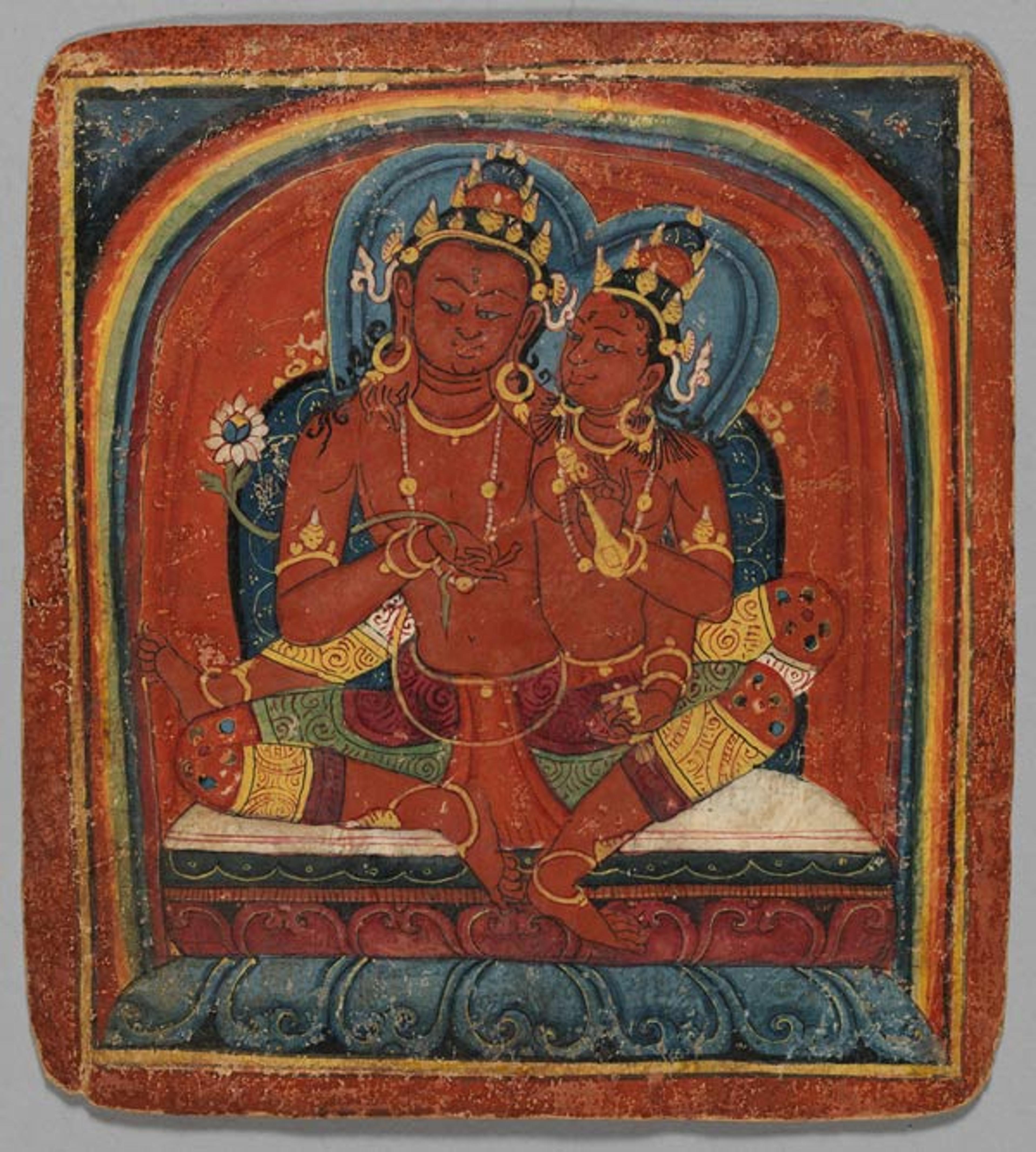 Initiation Card (Tsakalis): Chenresi (Avalokiteshvara), early 15th century. Tibet. Opaque watercolor on paper. The Metropolitan Museum of Art, New York, Rogers Fund, 2000 (2000.282.8)