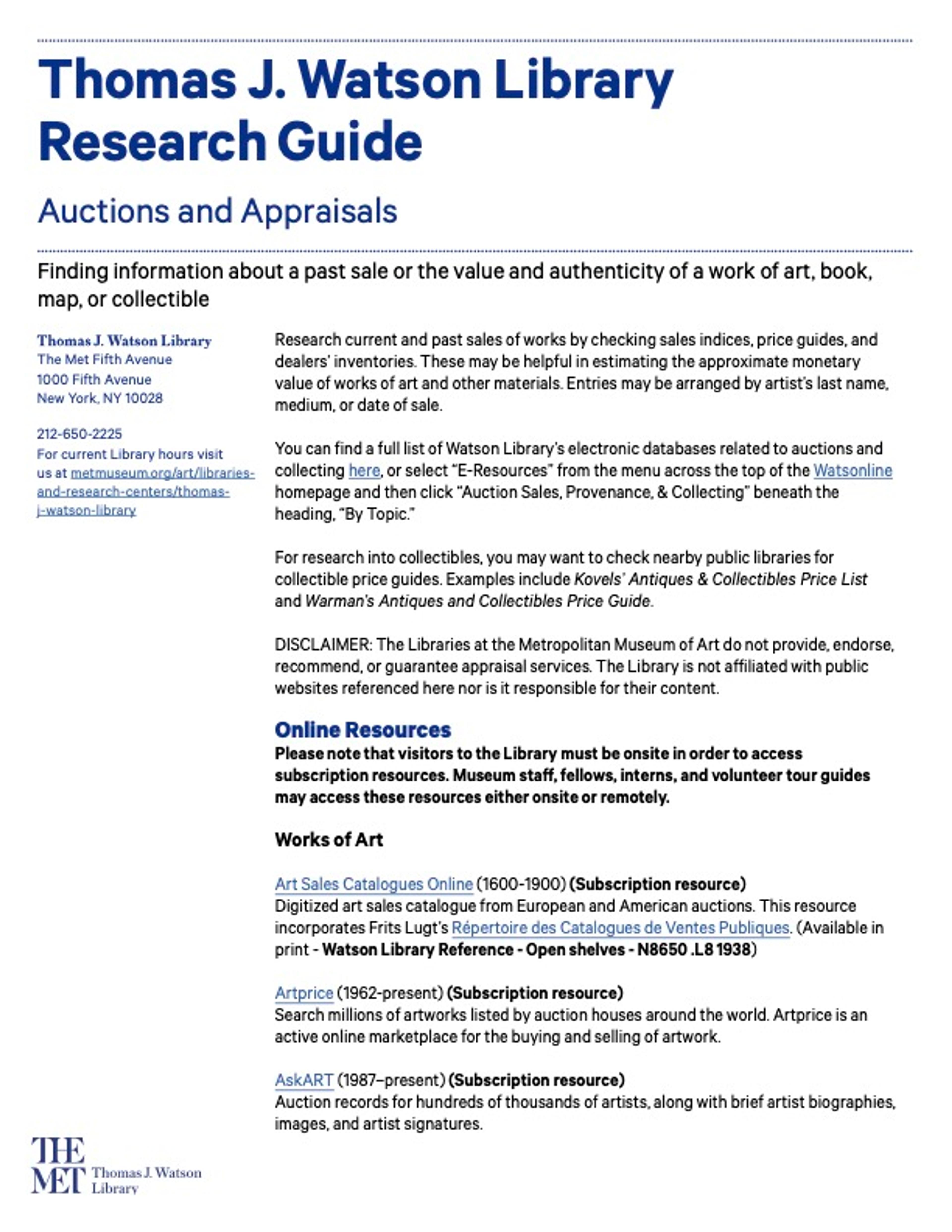 PDF of Thomas J. Watson Library Research Guide