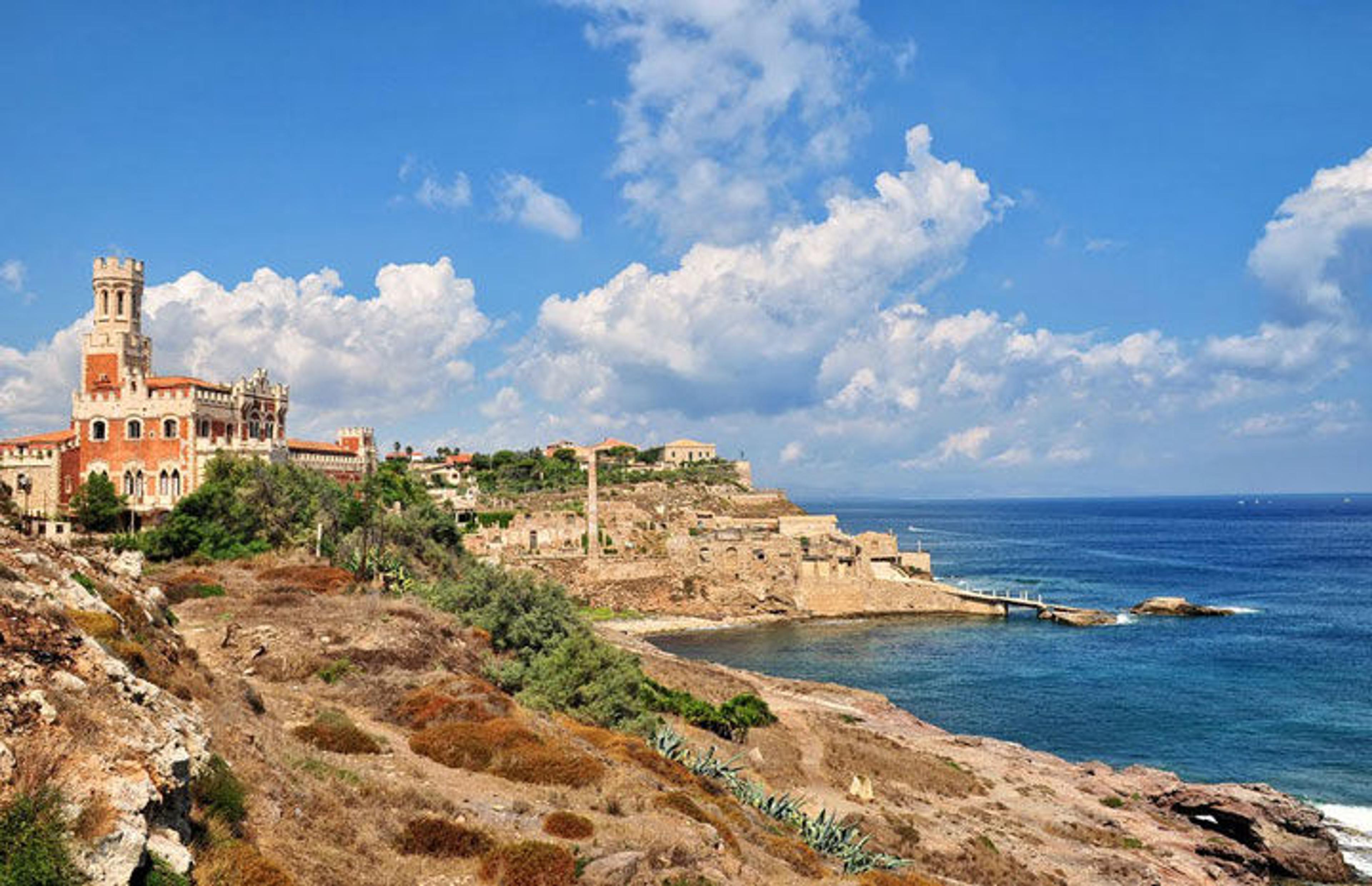 View of the Palo coast with the Castello del Palo seen at left
