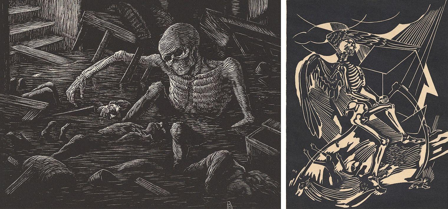 Composite image of black shaded skeleton figures.