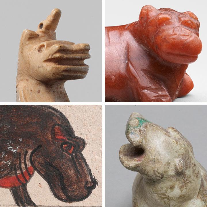 Four hippos in The Met's Egyptian collection.