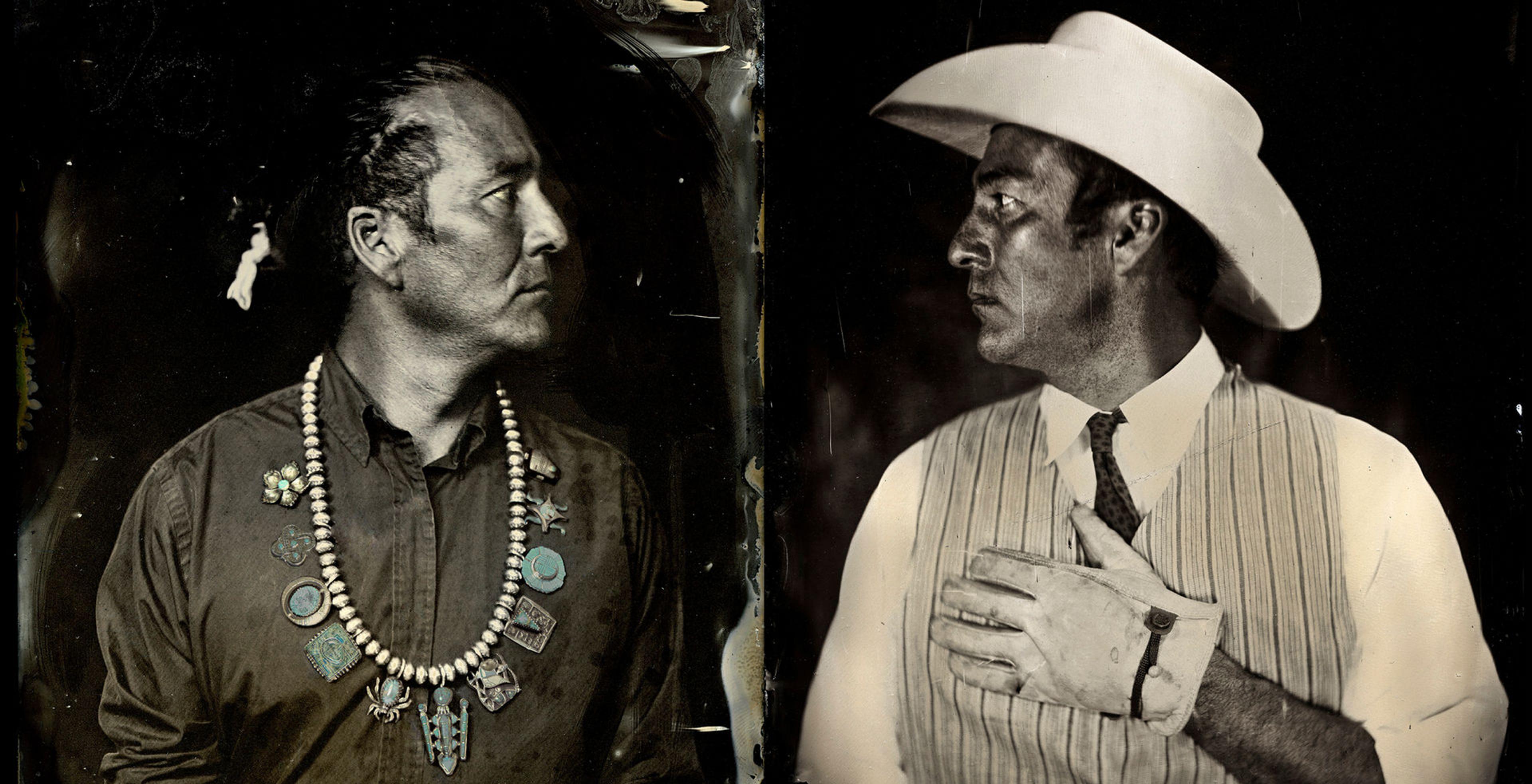 Two tintype portraits in black and white