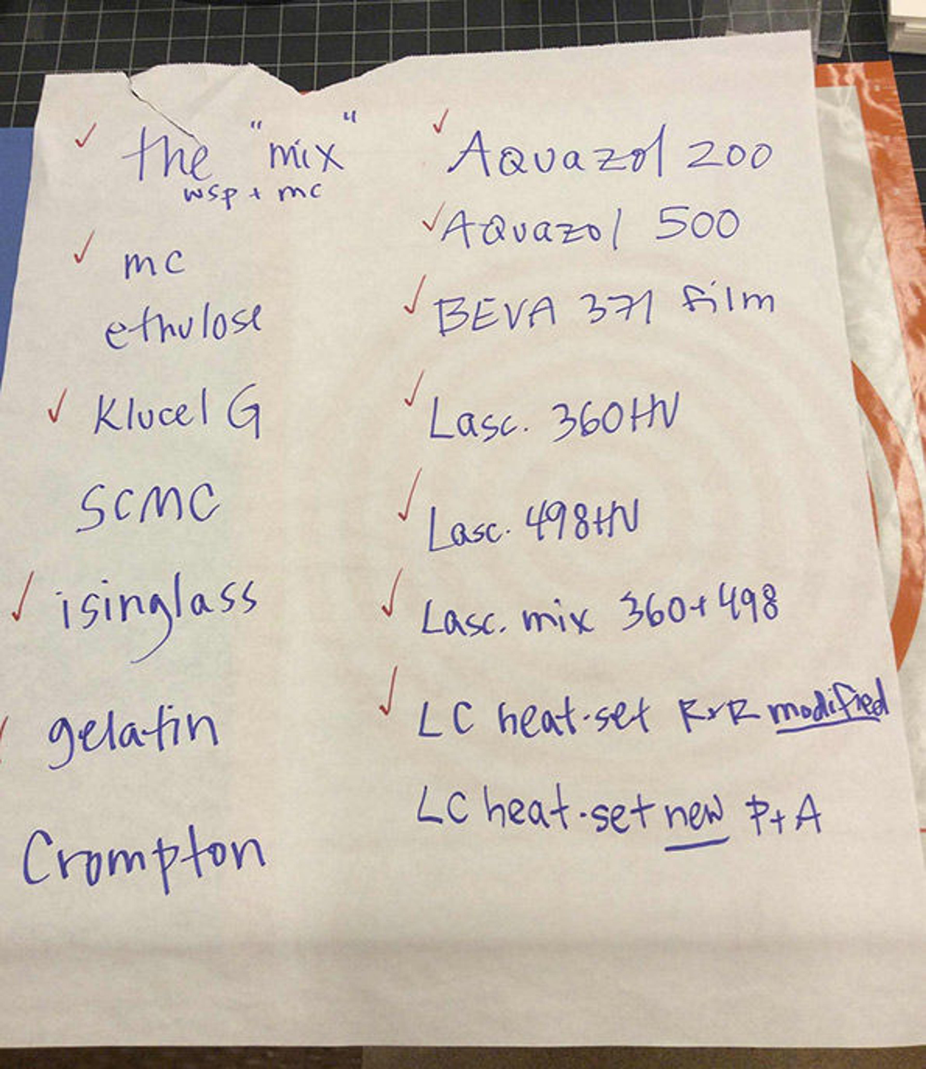 Pre-Coated Repair Materials checklist