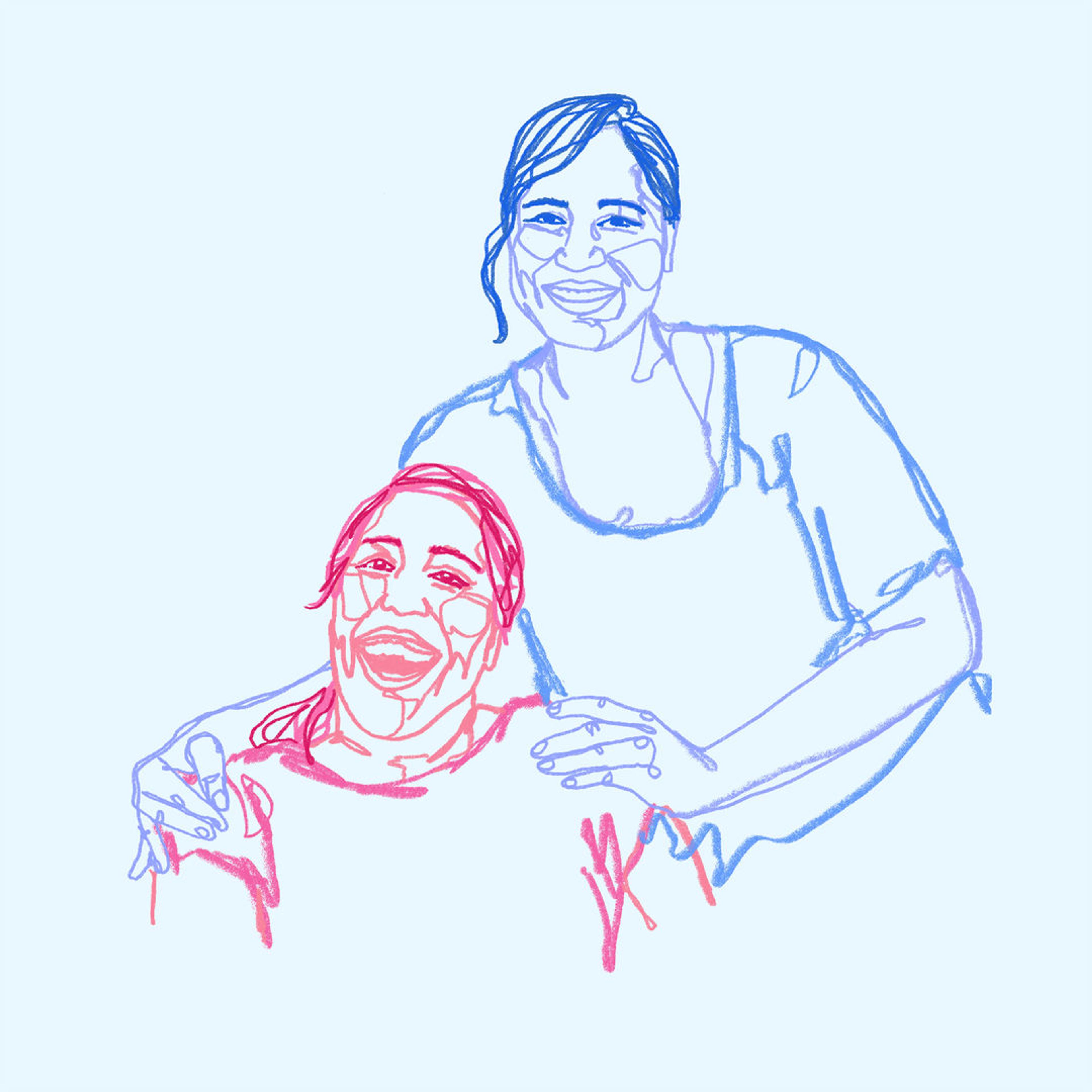 Illustrated portrait of Lakshmee and Annie Lachhman-Persad