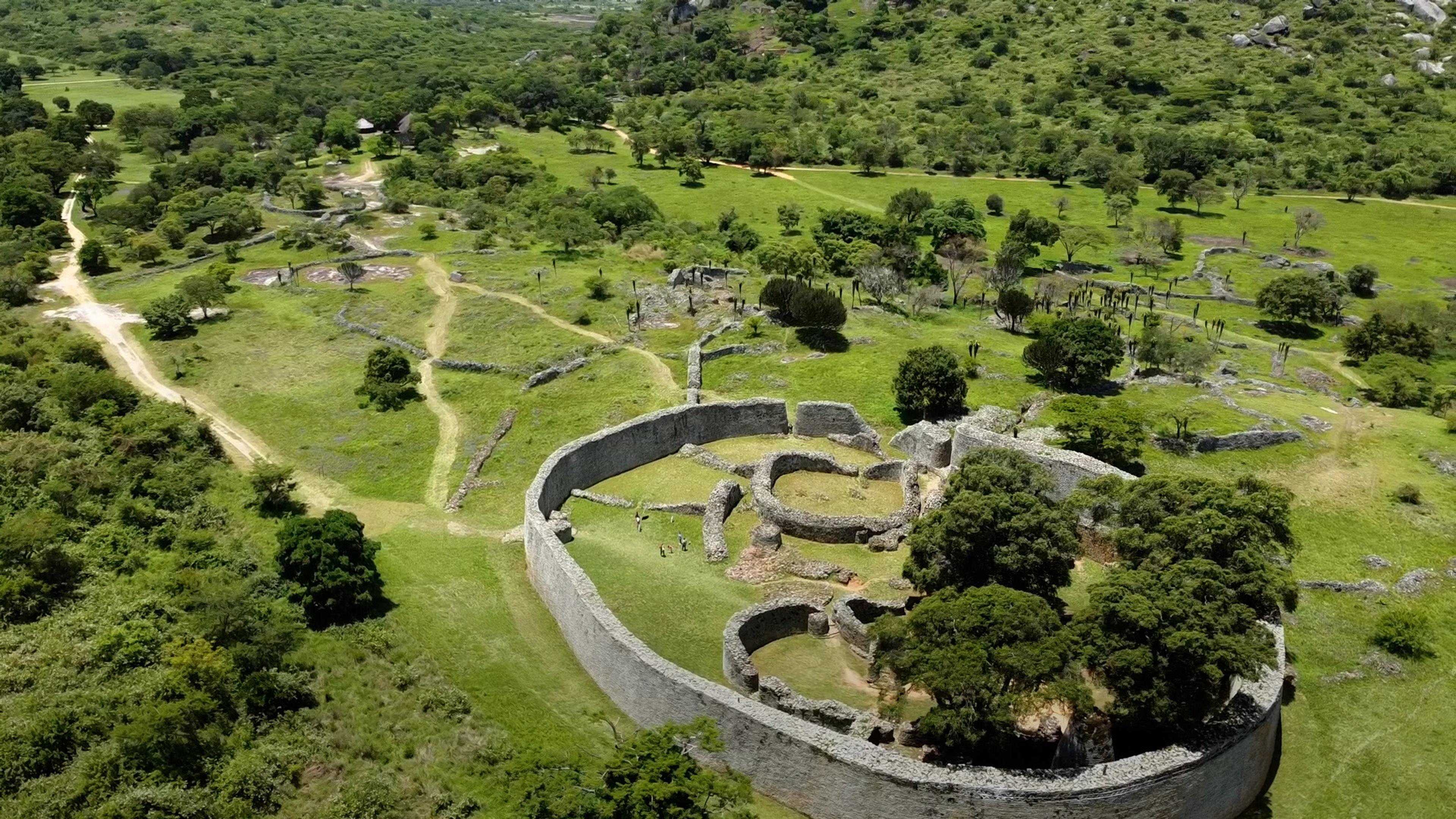 View of stone walls at Great Zimbabwe