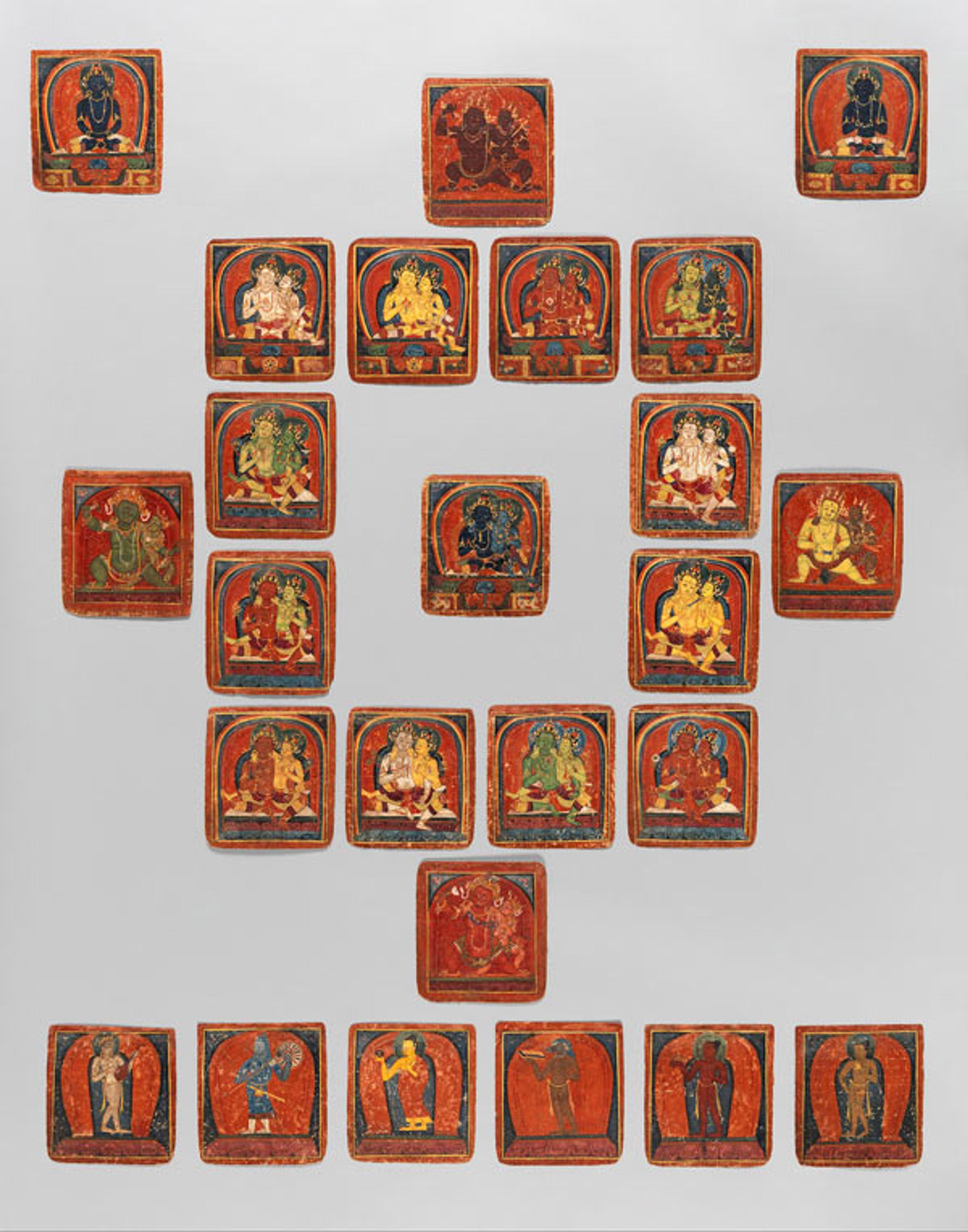 Initiation Cards (Tsakalis), early 15th century. Tibet. Opaque watercolor on paper; Each 6 1/4 x 5 3/4 in. (16 x 14.5 cm). The Metropolitan Museum of Art, New York, Rogers Fund, 2000 (2000.282.1–.25)