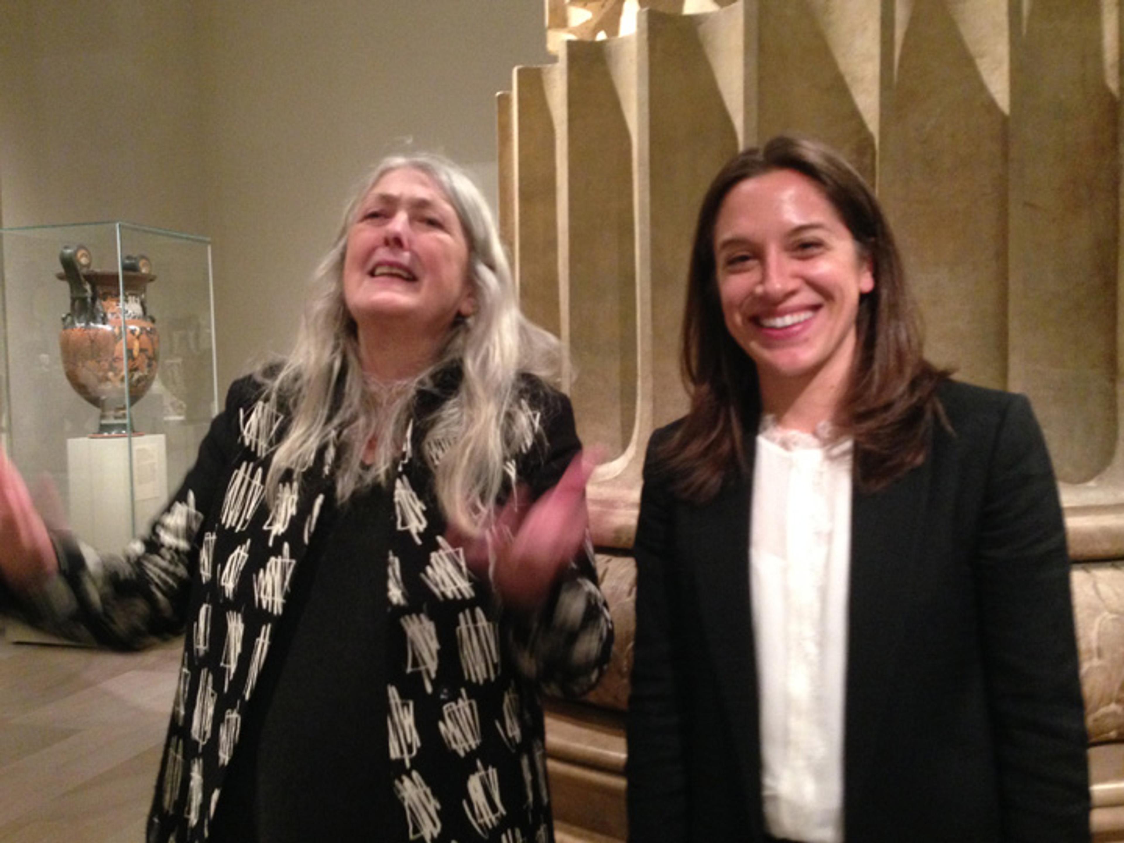 Mary Beard and Julia Siemon in the Greek and Roman galleries at The Met