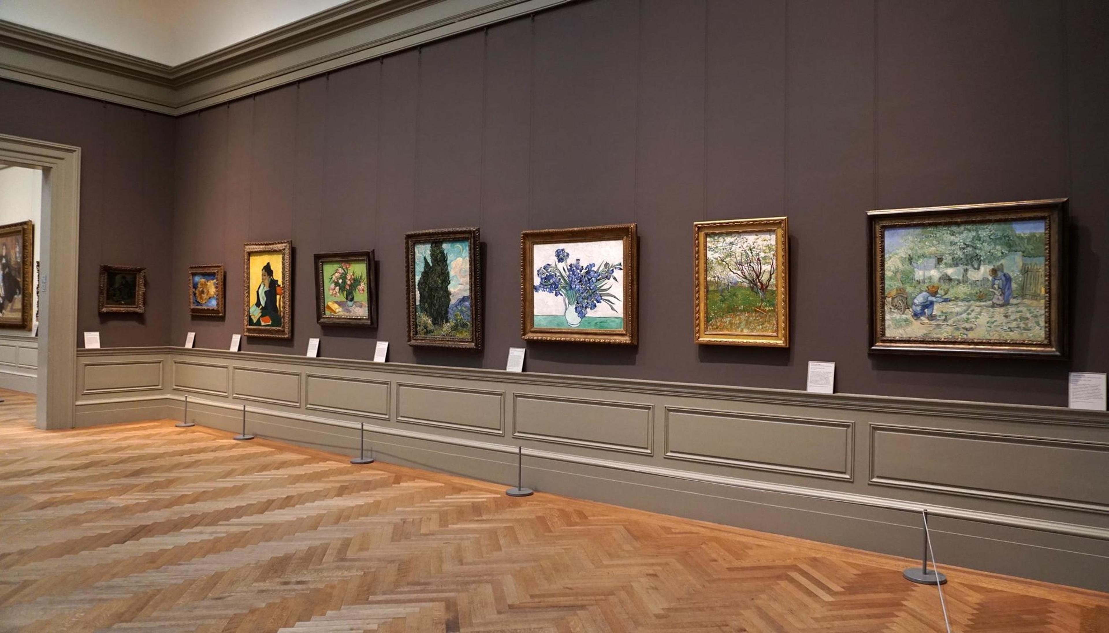 View of a gallery of Van Gogh paintings