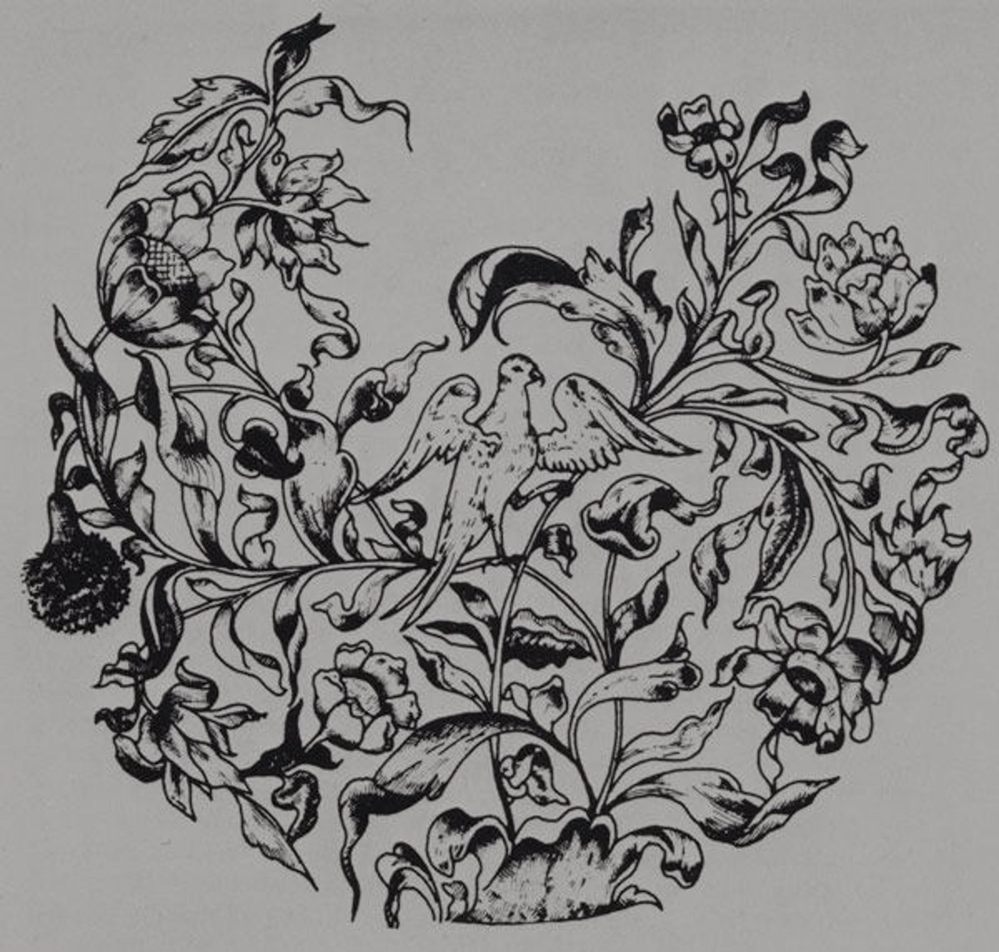 Andreas Tar (Hungarian, active 1677–1683). Floral Arrangement with Birds, ca. 1680. Design drawing. Museum of the City, Kolozsvár
