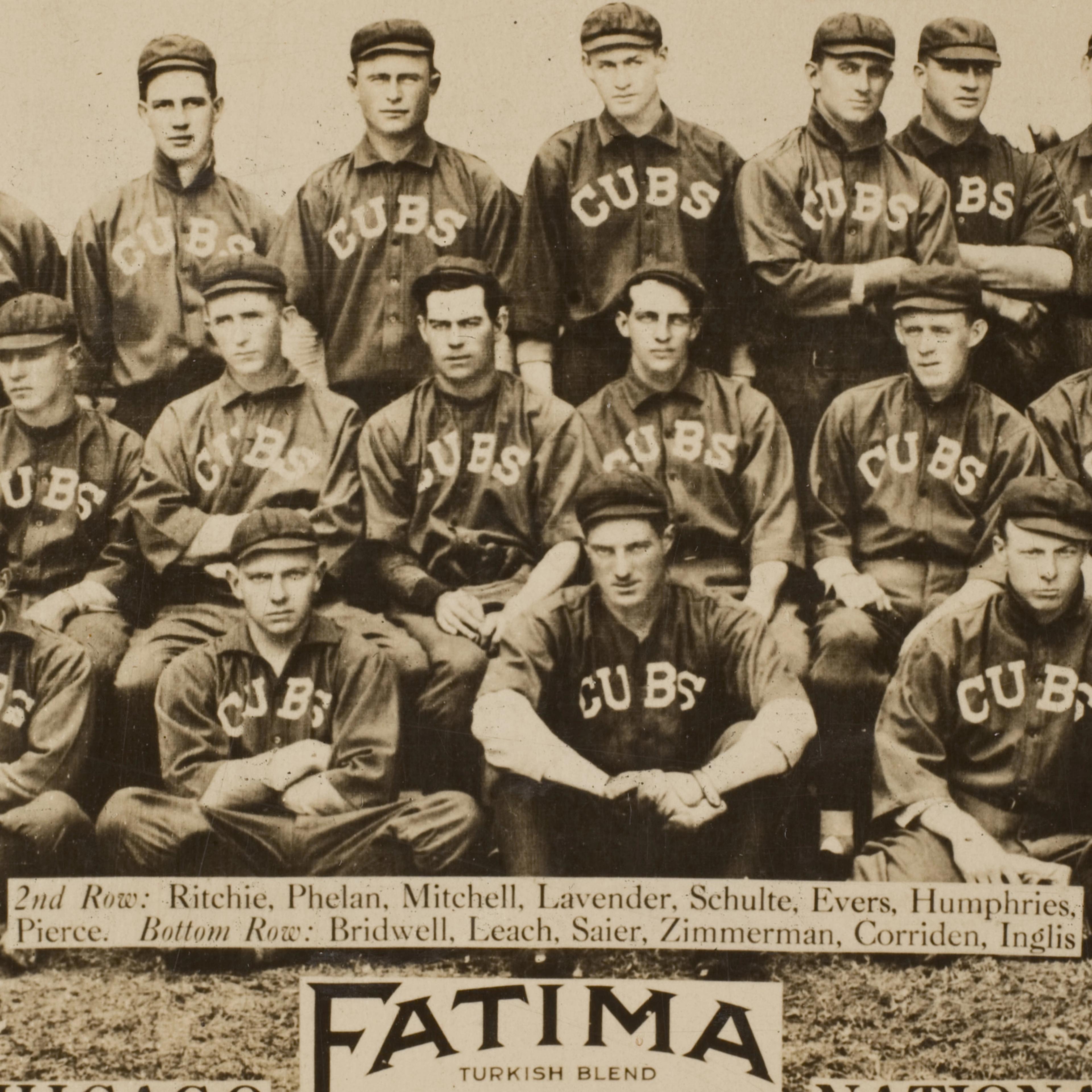 Baseball card showing the 1913 Chicago Cubs team