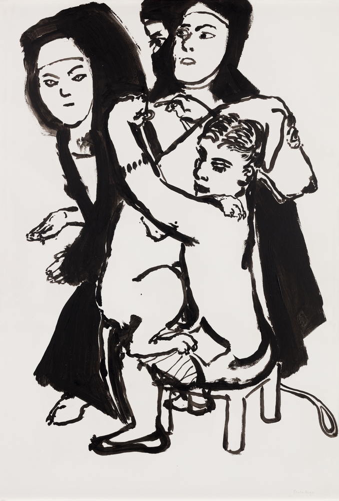 Girl and Dog with Nuns