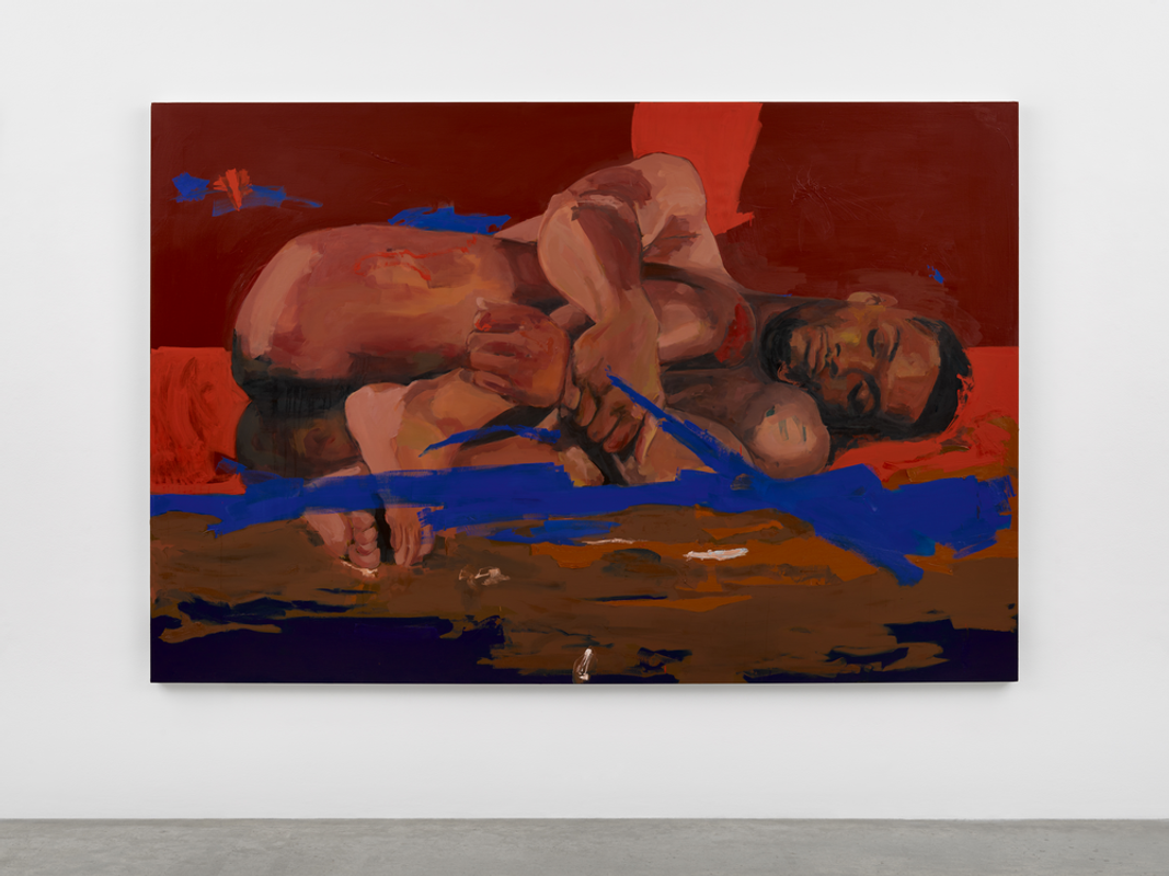 Resting man on red earth