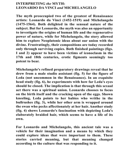 Leda and the Swan - Interpreting the Myth