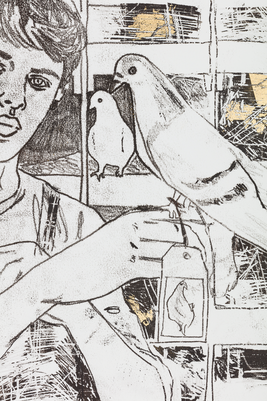 A pigeon portraitist, his subjects are trained to deliver the work themselves