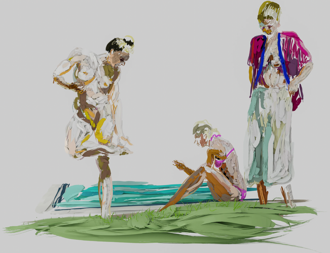 Three Women by Pool