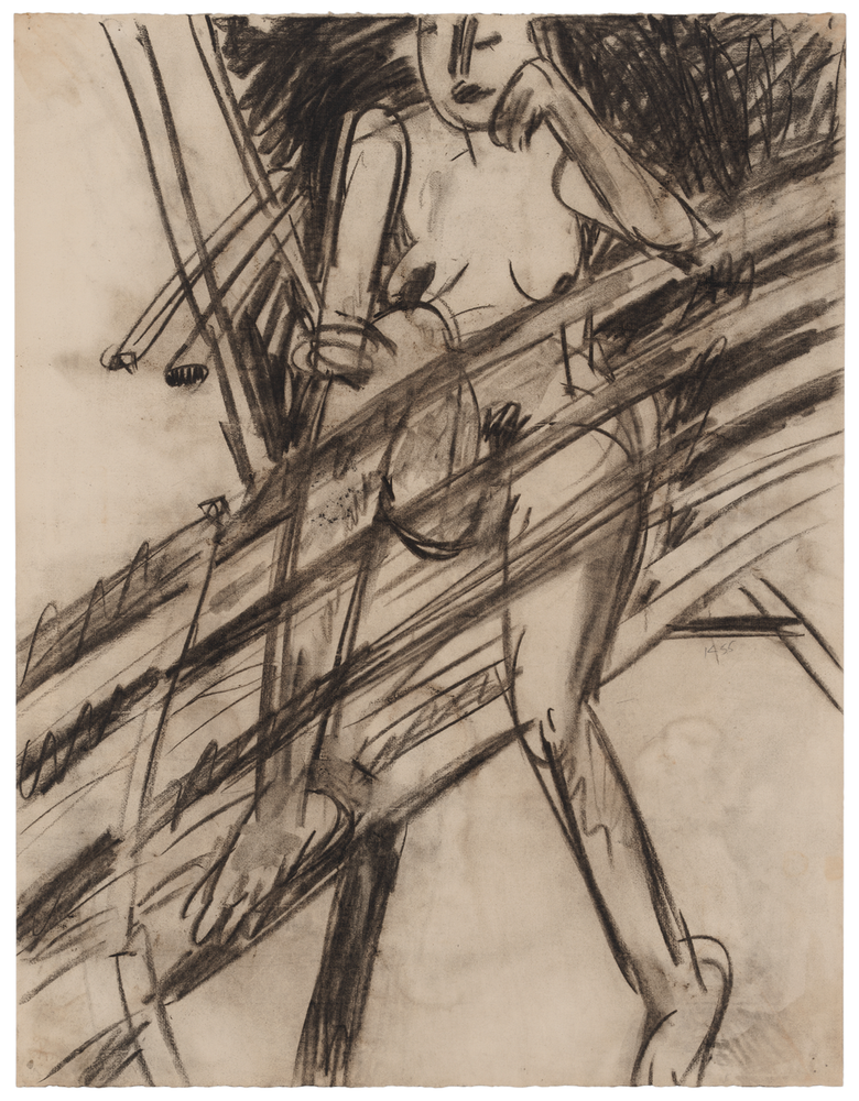 Seated Nude on Studio Bench 