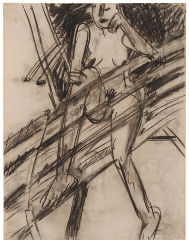 Seated Nude on Studio Bench 