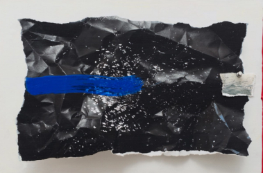 Afterimage, Screen with Blue Brush Stroke (Painting in its Archive)